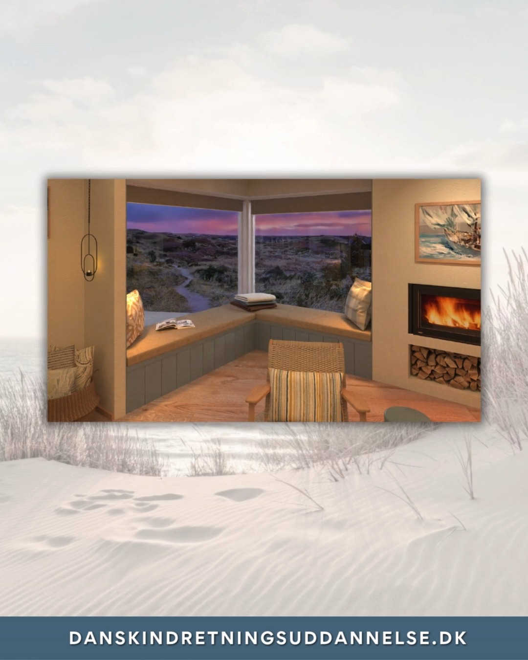 ✨ Sommerhus med sjæl ✨
Her ses Pers indretning af et sommerhus i Modul 21.
Per forener sin amerikanske baggrund med nordisk indretning og biofilisk design, hvilket skaber en rolig, varm og sanselig helhed.
Læg mærke til de mange gennemtænkte detaljer, som Per har arbejdet ind i sin rendering – materialer, lys og stemning spiller perfekt sammen 🌿
Hvem kunne ikke forestille sig at nyde solnedgangen netop her?
👉 Klientmateriale som dette gør det langt nemmere at formidle og sælge din designidé til kunden.
