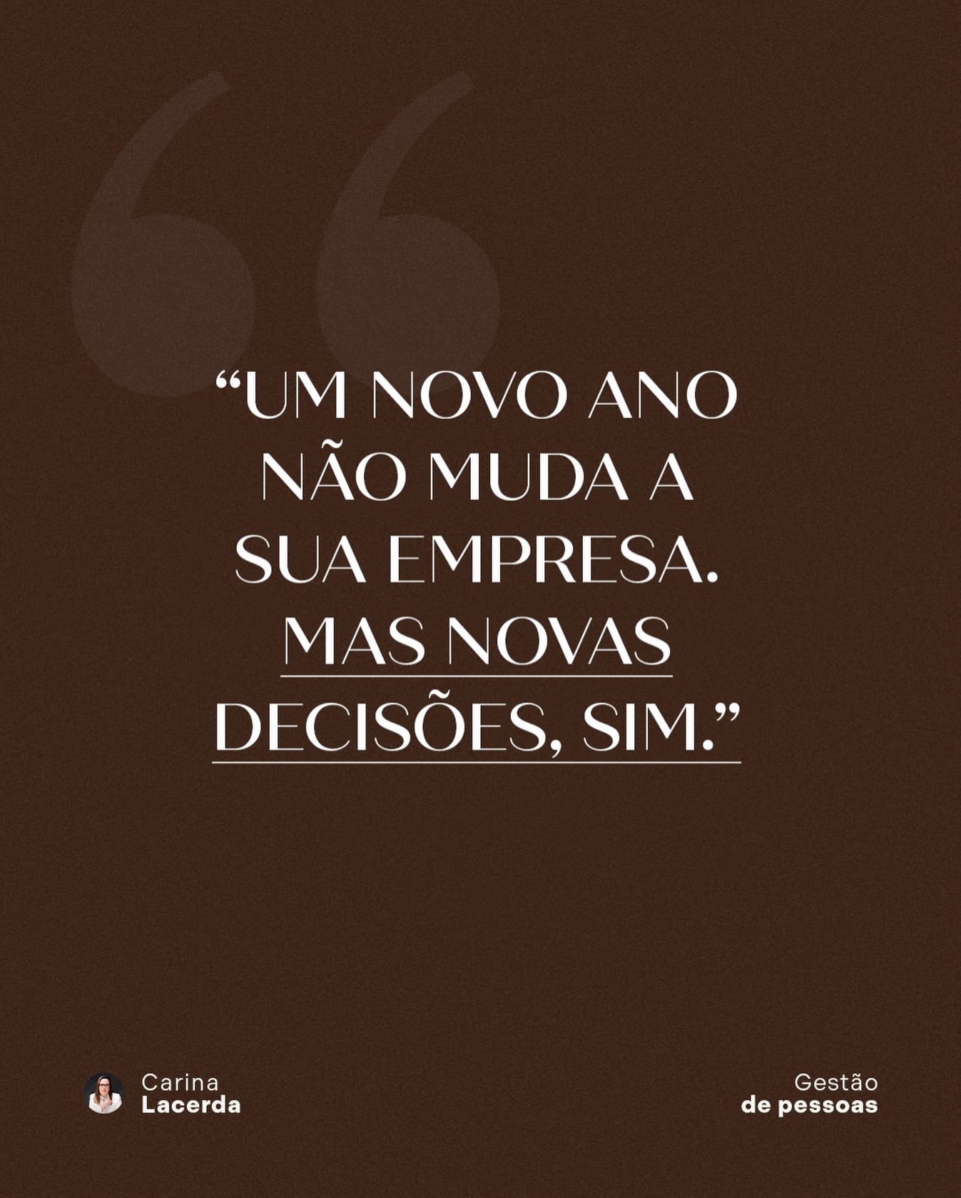 Um novo ano começa cheio de expectativas.
Mas, na prática, o calendário não transforma empresas.
Virar o ano não resolve problemas antigos.
Quem muda o rumo da empresa é quem toma decisões difíceis, no tempo certo.
Como dono do negócio, 2026 vai refletir exatamente o nível das escolhas que você fizer agora: na gestão, nas pessoas e na forma como lidera.
Crescimento não acontece por desejo.
Acontece quando a liderança assume o controle do caminho que quer construir.
Vamos conversar sobre como estruturar sua empresa de forma prática e real.