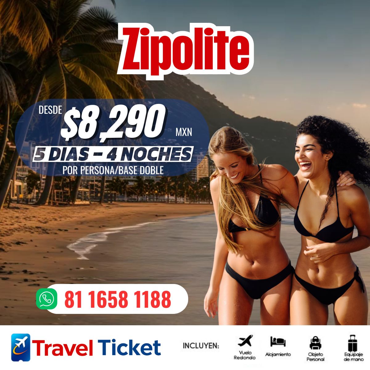 ๐ ZIPOLITE ๐ด
Desconรฉctate, relรกjate y vive la libertad ๐๐
๐ฐ Desde $8,290 MXN
๐ 5 dรญas / 4 noches
๐ค Precio por persona / base doble
โ๏ธ Vuelo redondo
๐จ Hospedaje
๐ Equipaje incluido
๐ฒ Reserva ahora:
๐ 81 1658 1188
#Zipolite #VacacionesPerfectas #Playa #TravelTicket