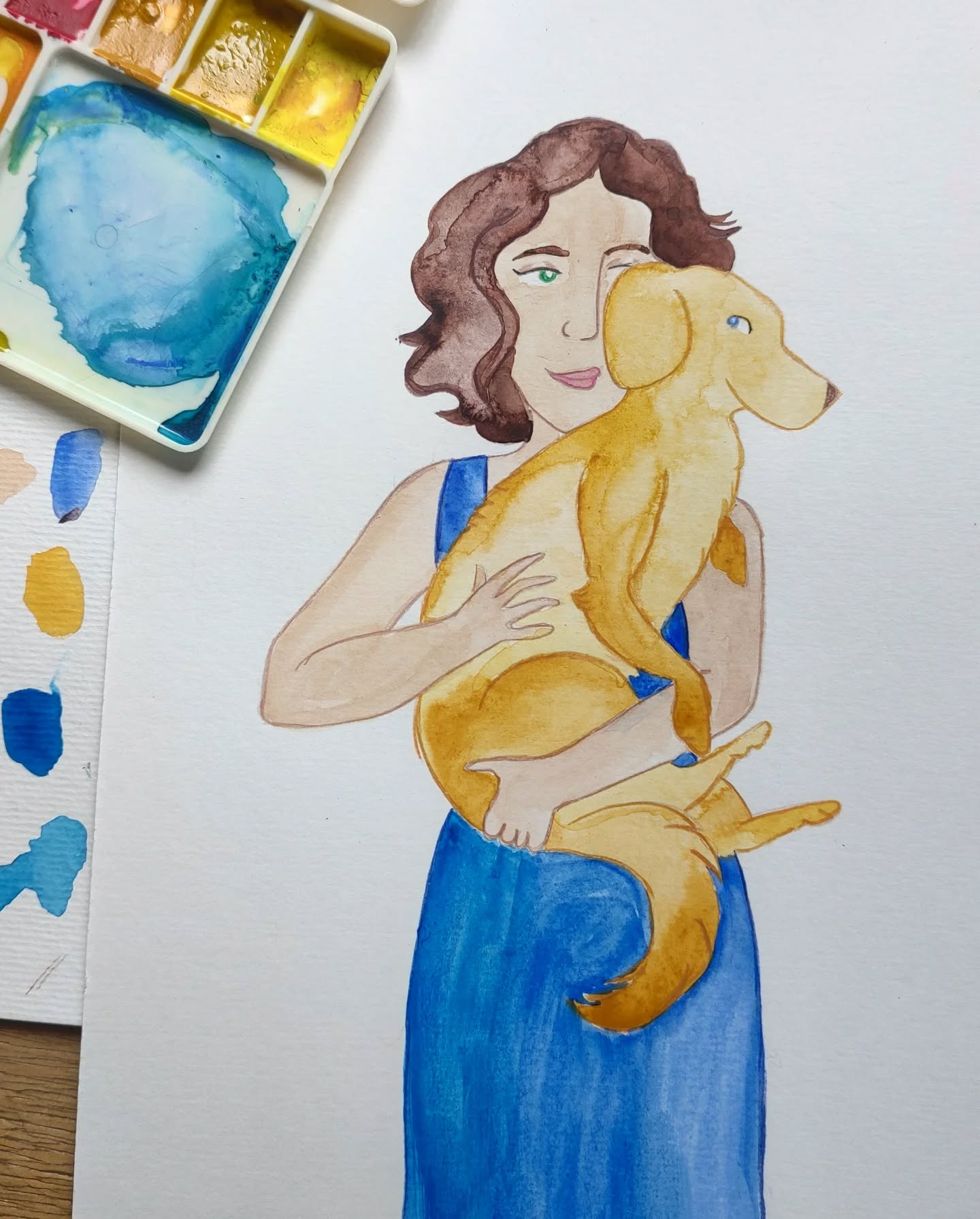 Uns dias atrás uma amiga postou foto com sua cachorrinha. A foto me inspirou a fazer essa ilustra. Acolhemos os animais mas eles nos acolhem também. E é sobre isso.