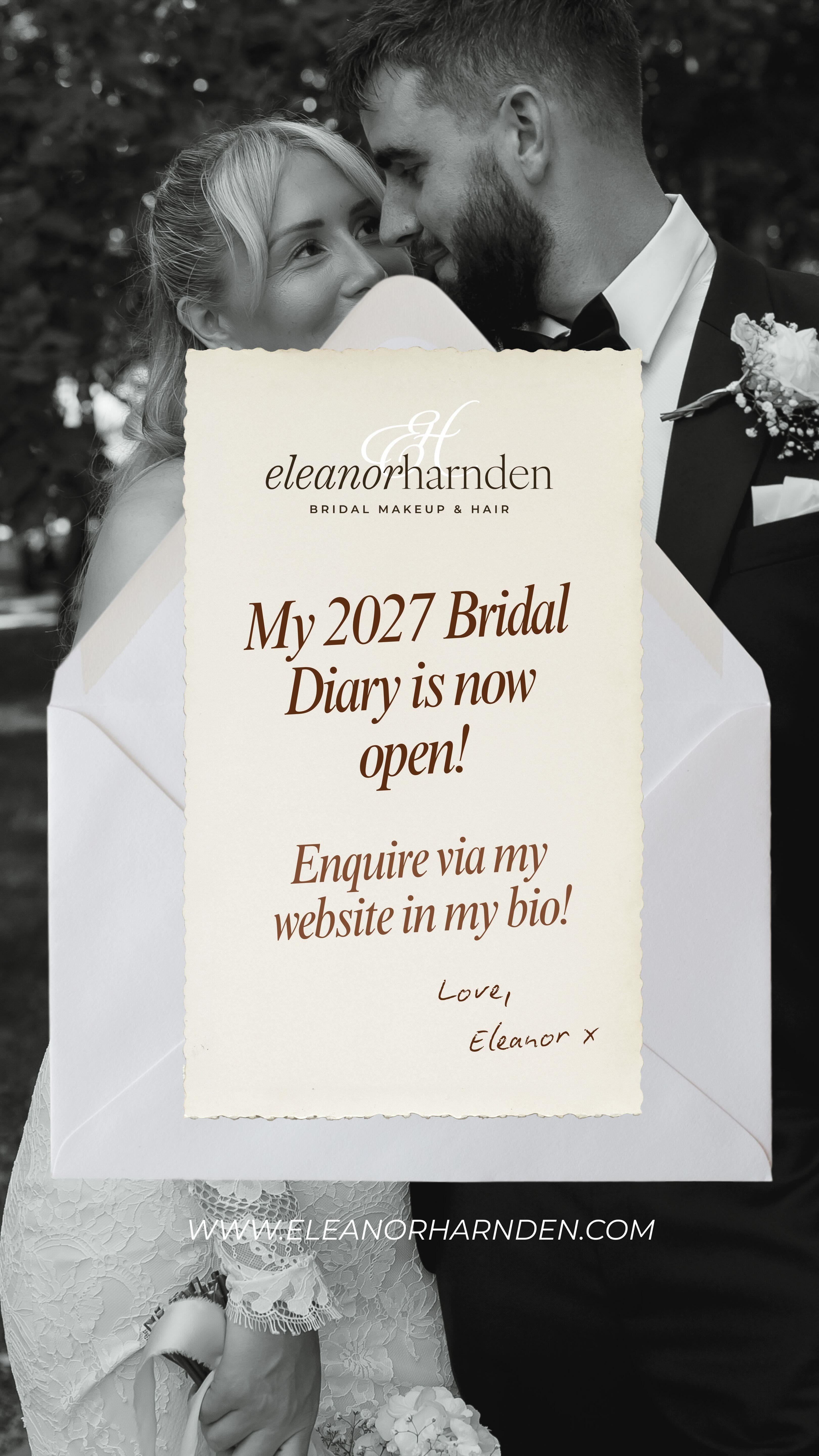 My 2027 Bridal diary is OPEN! 📣
I am so thrilled to open my 2027 bridal diary for Norfolk, Suffolk and even international brides to be!
My new bridal makeup and hair services for 2026 and 2027 are all on my website (link in bio) along with my bridal enquiry form!
Find packages, pricing and receive my Bridal Style Guide when you enquire!💍
Chat to you soon!
Eleanor x
#bridalmakeup #bridalmakeupnorfolk #bridalhairnorfolk #bridalmakeupandhair #norfolkmua