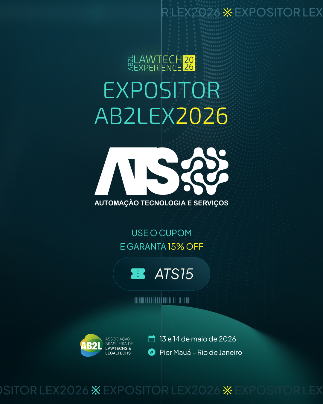 🚨Vem aí o AB2L Lawtech Experience 2026 e nós estaremos lá!
Temos a alegria de anunciar que seremos expositores no AB2LEX 2026 🚀
Será uma imersão em tecnologia, tendências, conexões e tudo o que está moldando o futuro do Direito. E claro: queremos te encontrar por lá!
🎟️ Temos um cupom especial de desconto para nossos seguidores, aproveite e já adquira seu ingresso.
E quando estiver no evento, passe no nosso stand para conhecer nossas soluções, trocar ideias e construir novas oportunidades juntos.
Nos vemos no #AB2LEX2026 🚀
Saiba mais sobre o AB2Lex26 (link da BIO)
@ab2lbrasil #ab2lex2026 #lawtech #tecnologiajurídica #inovaçãojurídica #rpajurídico #robôjurídico
