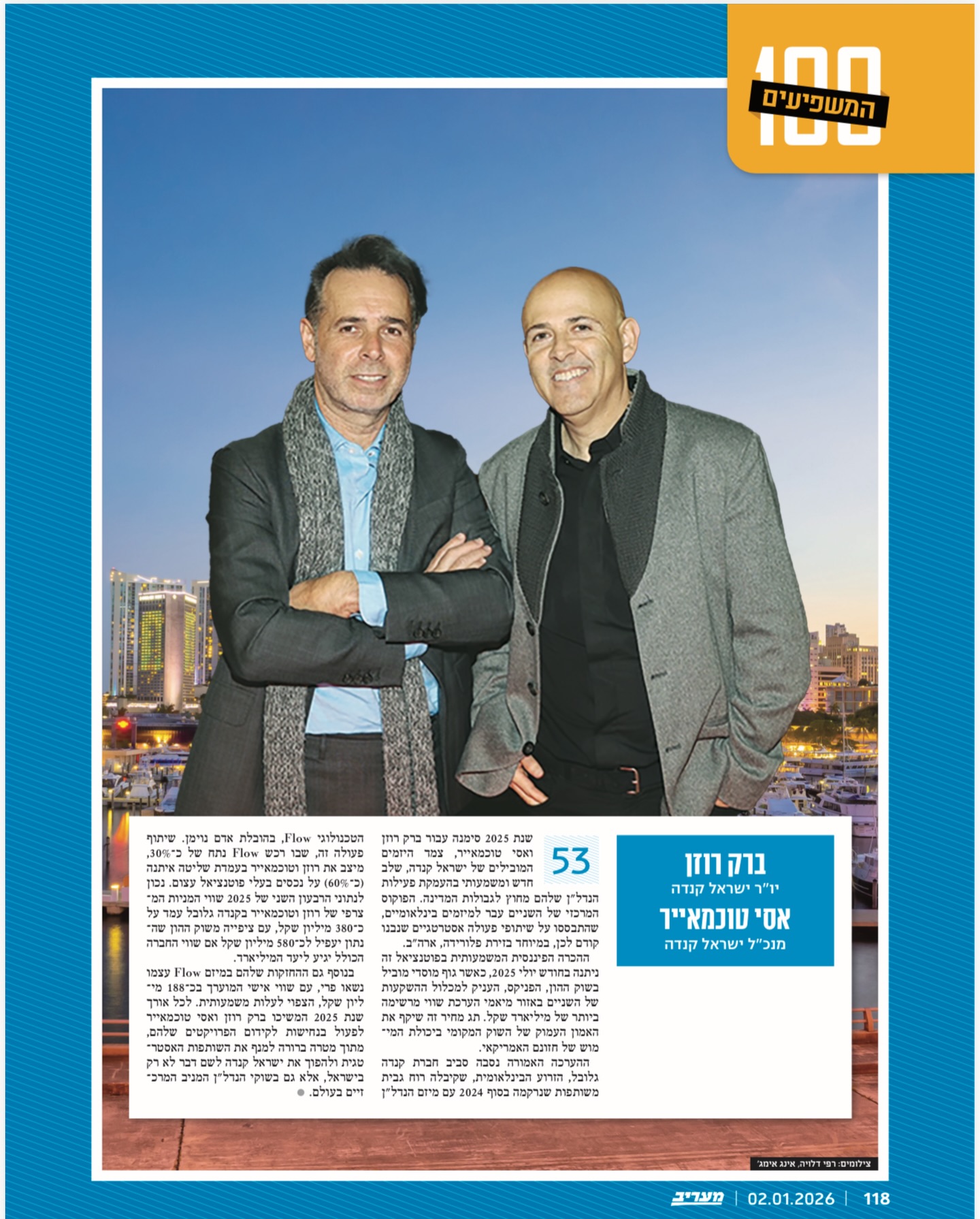 גאים להיות חלק מ 100 המשפיעים שמעצבים את ישראל.