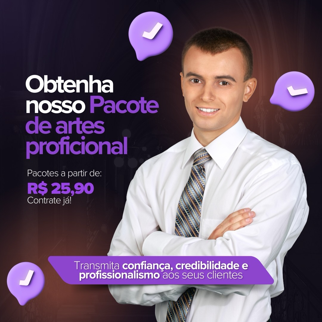 ✨ Sua marca precisa parecer tão profissional quanto o seu serviço.
Com nosso pacote de artes profissionais, você transmite confiança, credibilidade e autoridade logo no primeiro contato com o cliente.
💼 Ideal para empresas, profissionais e marcas que querem se destacar
💜 Design moderno e estratégico
💰 Pacotes a partir de R$ 25,90
📲 Chega de artes amadoras.
👉 Contrate agora e eleve o nível da sua marca.