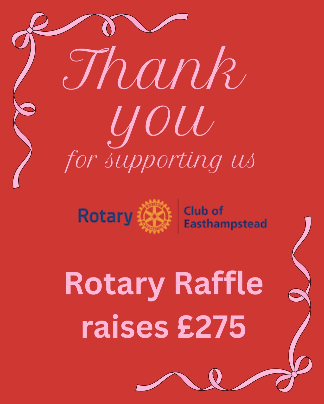 £275 raised 💙
A huge thank you to Easthampstead Rotary Club for allowing us to be part of the 2025 Christmas Draw.
And thank you to all our amazing volunteers and staff who bought tickets and supported the fundraiser — every bit helps us continue the work we do.
#mentalhealthmatters #fundraising