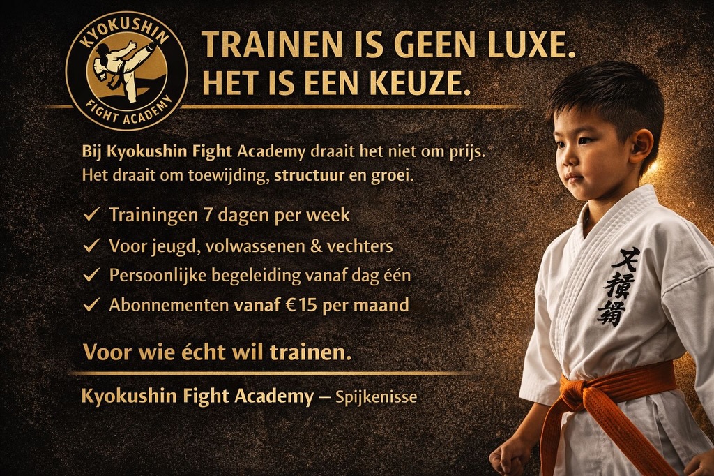 Train je lichaam. Vorm je karakter.
Bij onze Academy geloven we dat trainen meer is dan bewegen. Het gaat om discipline, structuur, groei — en om samen sterker worden.
Wij trainen 7 dagen per week, met aandacht voor jeugd, volwassenen en vechters. Met persoonlijke begeleiding vanaf dag één en abonnementen vanaf €15 per maand.
Nieuw bij KFA?
• 2 gratis proeflessen
• Eerste maand 50% korting
👨👩👧 Gezinnen trainen samen
• Ouders trainen voor 50%
• 3e kind en verder traint voor 50%
🤝 Iedereen verdient het om te kunnen trainen
Daarom werken wij samen met het Jeugdfonds Sport & Cultuur.
Geen luxe. Geen excuses.
Alleen de keuze om te beginnen.
📍 Kyokushin Fight Academy — Spijkenisse
👉 Swipe voor het volledige overzicht
Deel dit bericht met je vrienden en vriendinnen die een super start in 2026 willen maken! 💛
#karate #spijkenisse #karatespijkenisse #karaterotterdam