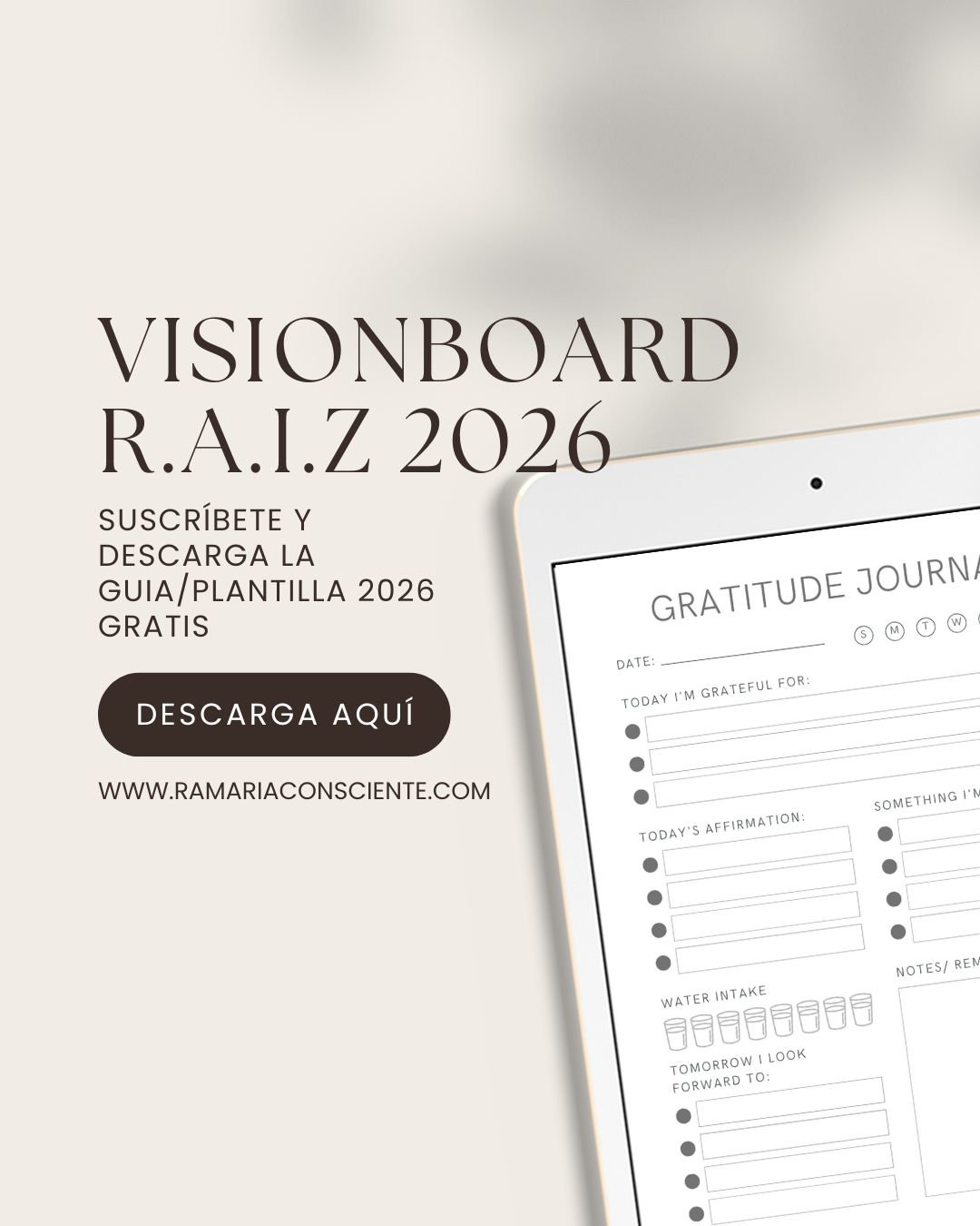 Vision Board 2026
Este no es un vision board para exigirte más.
Es una invitación a pausar, escucharte y construir un año posible.
¿Cómo quieres sentirte este 2026?
¿Qué necesitas cuidar más de ti?
¿Qué metas sí son sostenibles para tu momento vital?
Preparé una Guía de Vision Board 2026, con enfoque terapéutico, para ayudarte a proyectar tu año sin presión, sin comparaciones y desde el autocuidado.
No se trata de hacerlo perfecto,
se trata de hacerlo honesto 🤍
👉 Descárgala suscribiéndote en nuestra página web y recibe nuestros próximos eventos
#VisionBoard2026 #MetasConscientes #Autocuidado #SaludMental #MetasRealistas #CrecimientoPersonal #Psicología #BienestarEmocional