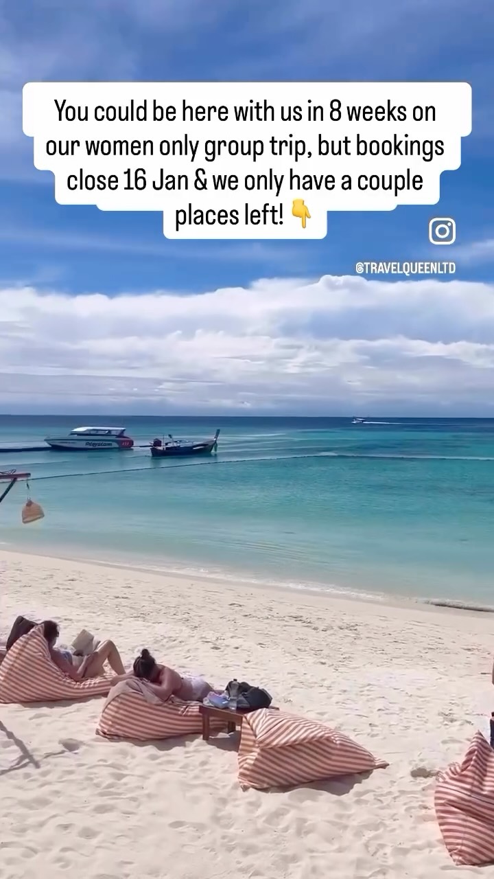 Bookings close 16 Jan for our 2 March Thailand Adventure ladies as it’s now only 8 weeks to go and we only have a couple of places left! 🏝️
Join me and the rest of the women already booked on and counting down to this amazing jungle to island hopping adventure… and give yourself an incredible start to 2026 to look forward to! 🤩
It’s one hell of a way to beat the January / Winter in general blues! 😁☀️🙌
Check out the full tour overview on my website on the link in my profile and stories 👆 and just get in touch with any questions or for a chat, especially if this is your first time joining a group trip without knowing anyone (but don’t worry that’s how everyone starts off!) 😊
If you’re just finding us, hi! 👋 I’m Mel, owner of Travel Queen and we are a super personal, small group tour operator company creating carefully crafted, often life-changing, always empowering, adventures for women, with lots of special little touches, gorgeous accommodation and hidden gems; perfect for the solo female traveller who wants to enjoy it all with the company of likeminded women and a group leader (me 😊) to take care of everything!
Follow me for more highlights of all our tours and all kinds of solo / group female travel and woman power inspiration! 🙌🌍
#solofemaletravel #sheisnotlost #shetravels #pov #povreels #travelqueen #womanpower #newyear #2026 #christmas #newyeargoals