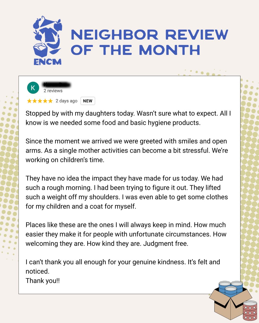 Stories like these have kept us inspired through our 47 years of serving Nashville. Each of you, whether you’re following, funding, volunteering, or turning to us in your time of need, help make this possible for more than 1,550 neighbors each month. Thank you!