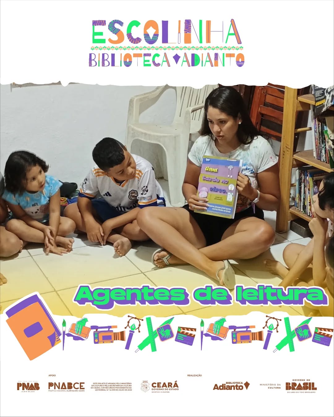 📚✨ Mediação de Leitura – Projeto Escolinha - Biblioteca Adianto ✨📚
A leitura vai muito além das palavras. Ela desperta a imaginação, fortalece vínculos e abre portas para novos mundos desde a infância. 💭🌈
No projeto Escolinha - Biblioteca @cibele_adianto realizou mediações de criando um momento de escuta, troca e descobertas. Por meio das histórias, as crianças foram convidadas a pensar, sentir e se expressar, desenvolvendo o gosto pela leitura de forma leve e significativa.
Iniciativas como essa reforçam a importância da leitura como ferramenta de aprendizado, criatividade e formação cidadã. 💙📖
Seguimos acreditando que cada história lida hoje constrói um futuro mais consciente amanhã.
Este projeto é apoiado pelo Ministério da Cultura e pela Secretaria da Cultura do Ceará, com recursos provenientes da Lei Federal N.º 14.399 de Julho de 2022.
#MediaçãoDeLeitura #ProjetoEscolinha #BibliotecaAdianto #IncentivoÀLeitura #Educação Infância LeituraTransforma