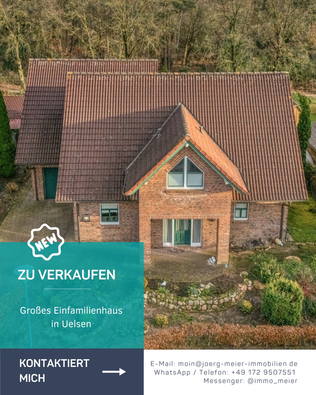 🏡 Großes Einfamilienhaus in ruhiger Siedlungslage von Uelsen (Waterfall)
In beliebter Wohnlage steht dieses gepflegte Einfamilienhaus aus dem Baujahr 2000. Mit ca. 160 m² Wohnfläche, 7 Zimmern und einem durchdachten Grundriss bietet es viel Platz für Familie, Arbeiten und Alltag. 🌿
✨ Erdgeschoss:
Eingangsbereich, Flur, Gäste-WC, Büro, Wohn- & Esszimmer, Küche mit Einbauküche sowie Hauswirtschaftsraum mit direktem Zugang zur Garage und in den Garten.
✨ Dachgeschoss:
4 Schlafzimmer, Abstellraum und 1 Badezimmer mit Badewanne & Dusche.
🚗 Garage
📍 Ruhige Siedlungslage in Uelsen-Waterfall
💰 395.000 € VB
🧾 Käuferprovision: 3,57 % inkl. MwSt.
Interesse? Dann meld dich gern, ich zeig dir das Haus persönlich.