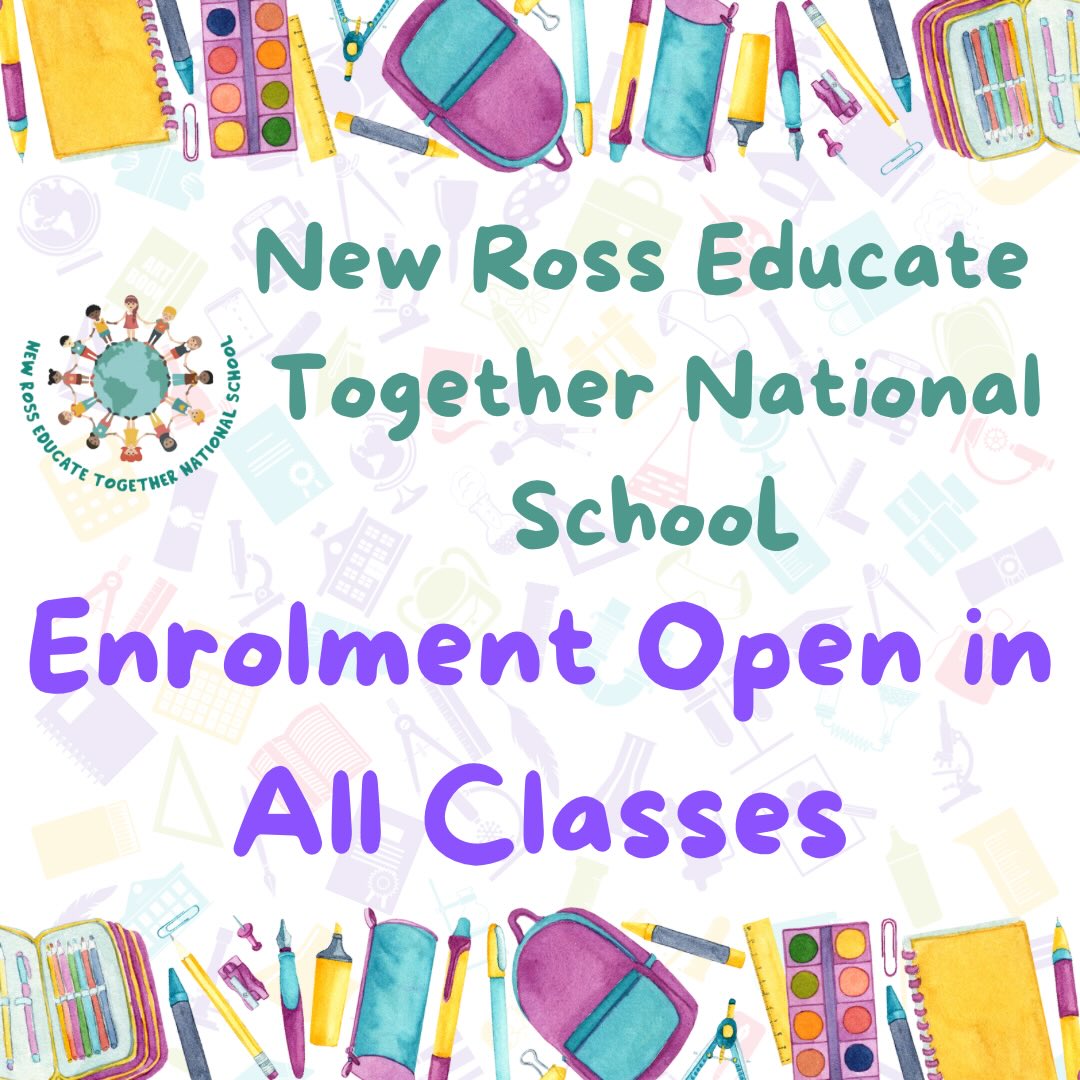 Enrolment is Open in all classes in New Ross Educate Together National School:
To enrol go to the following link:
www.newrossetns.ie/enrolment
Please Share
