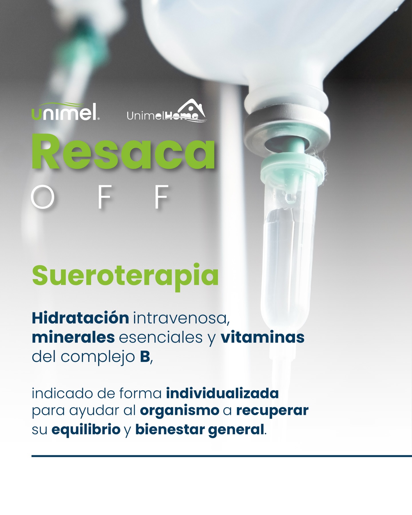 Recuperar tu bienestar nunca fue tan sencillo. Nuestra sueroterapia a domicilio es perfecto para los excesos de diciembre.
Una combinación personalizada de hidratación intravenosa, minerales y complejo B que devuelve la vitalidad a tu organismo.
#UnimelHome #Sueroterapia #ResacaOFF