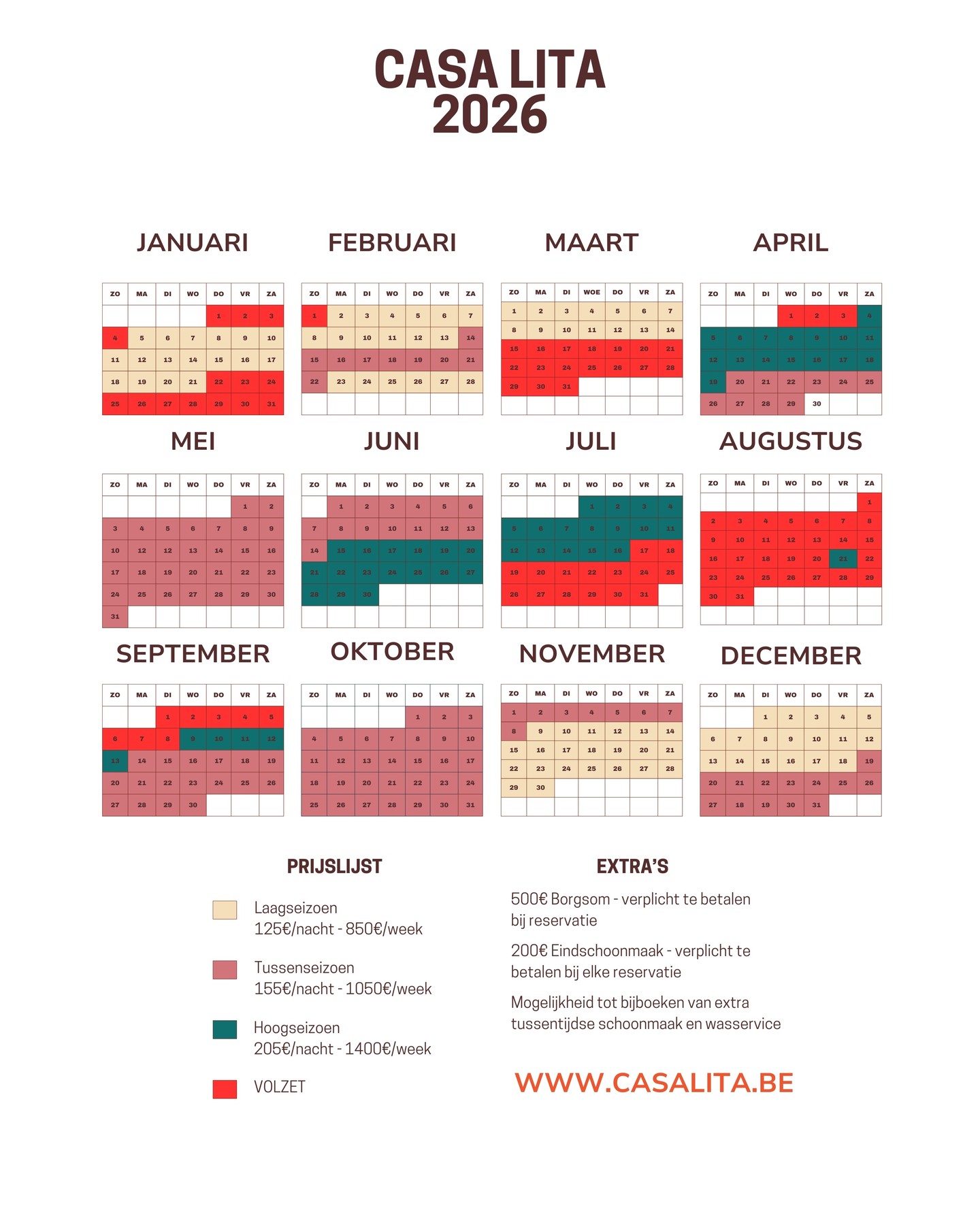 Zin om te genieten aan de Costa Calidá?
Casa Lita is gelegen in Los Alcázares op 10 minuutjes wandelen van de rustige Mar Menor.
Garantie op mooi weer het hele jaar door☀️
Bekijk hieronder onze prijzen en beschikbaarheid voor 2026!
Wilt u graag tijdens de zomervakantie nog komen, haast je dan want enkel begin juli is nog beschikbaar!
Tot binnenkort!!
#Casalita #Vakantievilla #costacálida