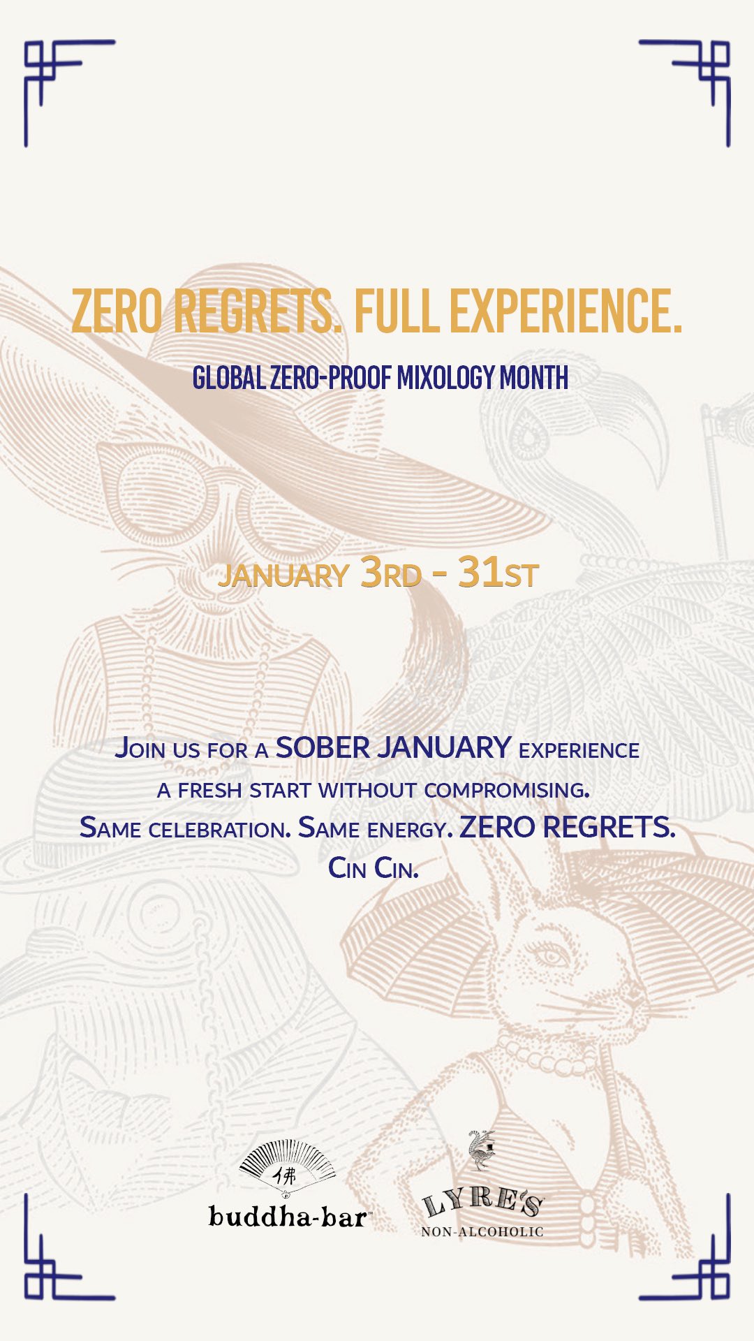 The bar is still open we’re just mixing things differently🍸✨
Introducing Zero Regrets. Full Experience.
Global Zero-Proof Mixology Month in collaboration @buddhabarofficial and @lyresspiritco . All flavour. No consequences.
Tag someone who’s trying to be good this year
#buddhabar #zeroregretsfullexperience #theartofnotdrinking #lyresxbuddhabar #lyresspiritco