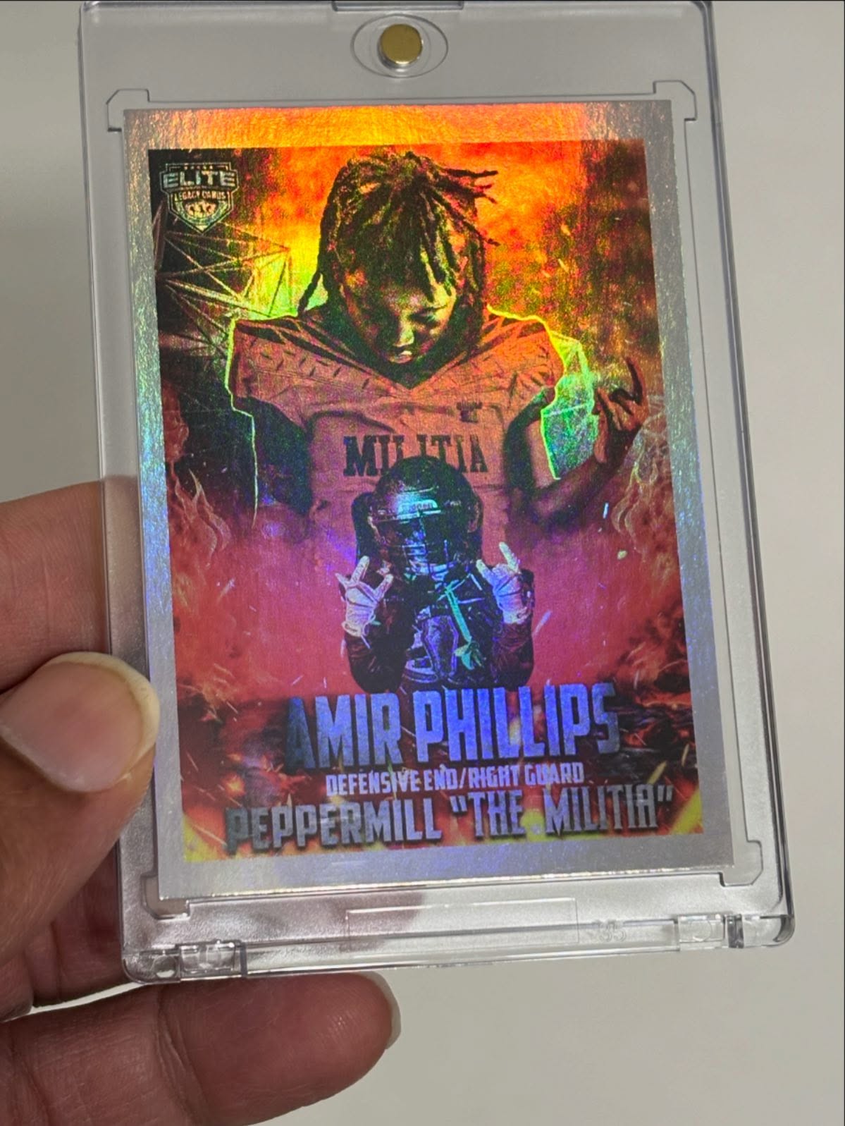 Built to dominate both sides. Defensive end on defense. Right Guard on offense. Peppermill Militia — pressure in the trenches, protection in the trenches. Different mindset. Different grind.
#elitelegacycards #builtnotborn #grindmode #youthfootball #peppermill