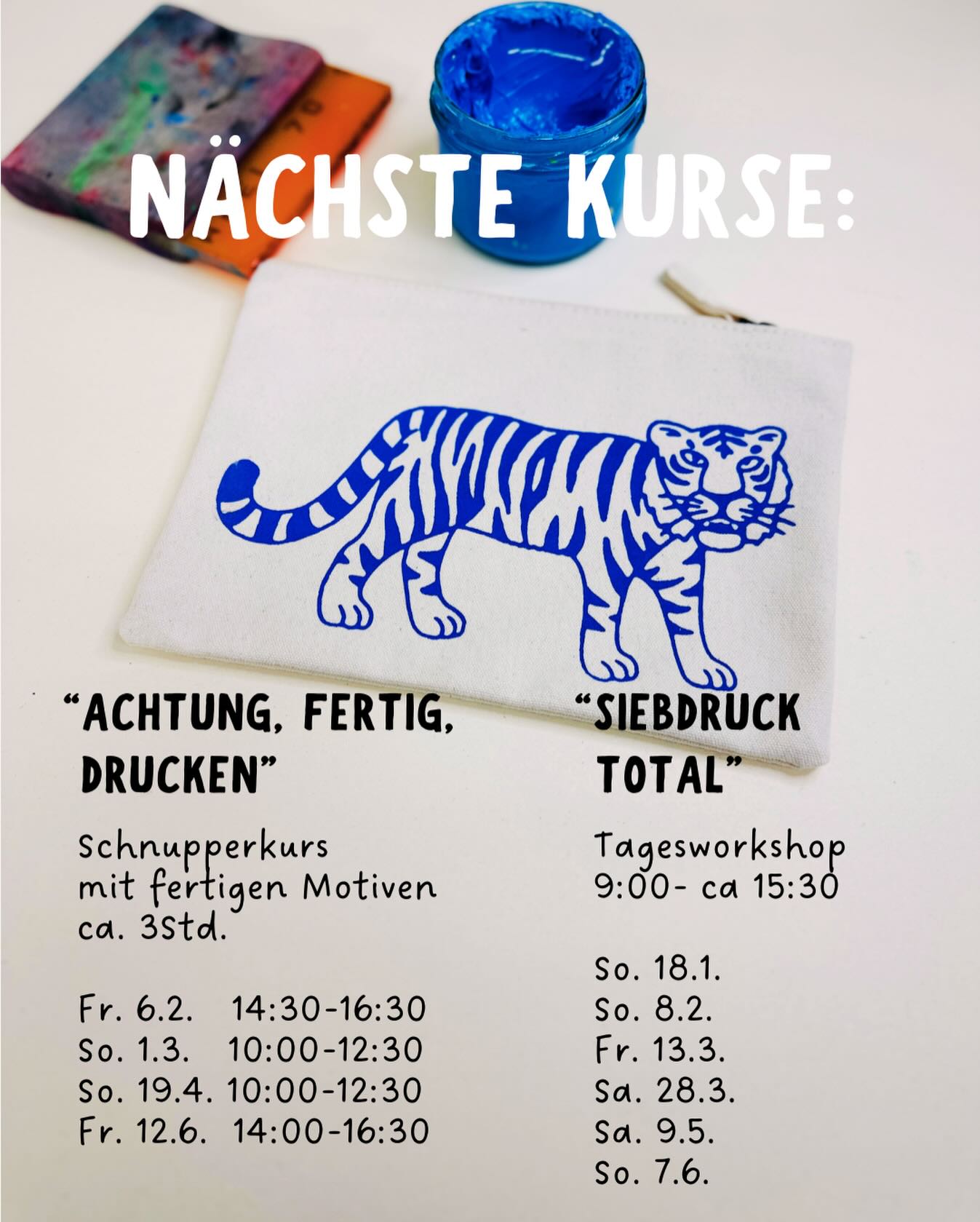 Folks, das sind die Kursdaten bis Sommer. Wenn da nichts für Euch dabei ist, ihr aber eine Gruppe mit mind. vier Personen seid, dann meldet euch und wir stelln was zusammen.