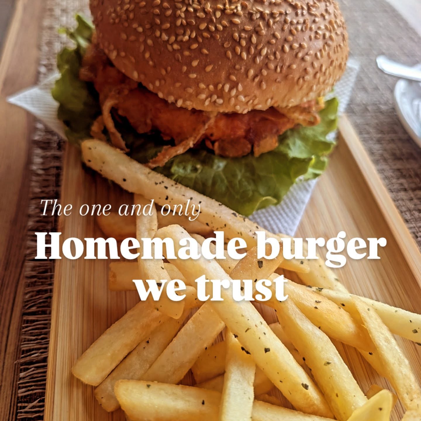 The one and only homemade burger we trust. Under 15 eur! Check it out. Like if you appreciate our burger place @cafeheliosbar