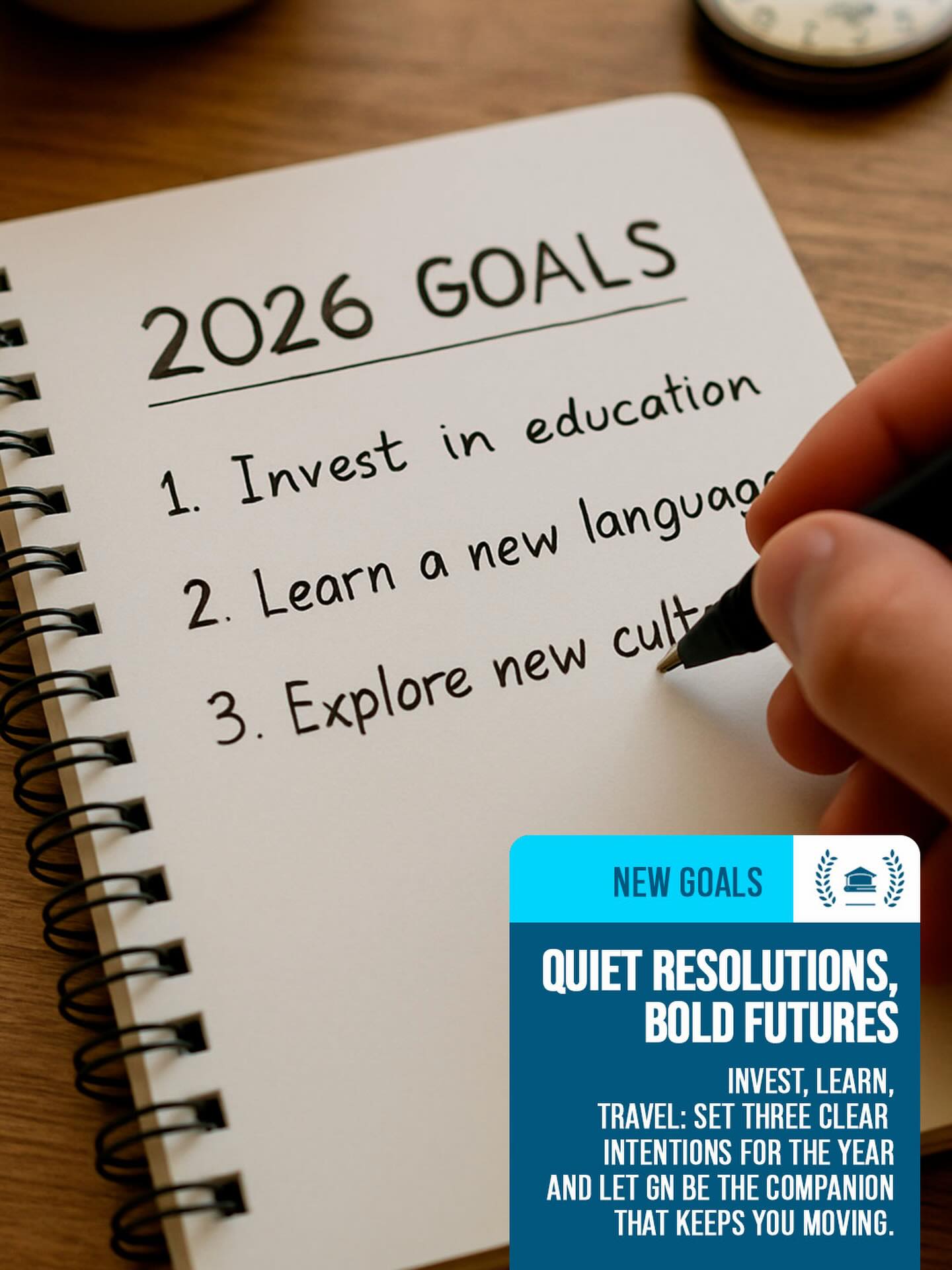 The year 2026 is beginning, and with it comes the perfect opportunity to turn promises into real goals. ✅
Here at @gen.foundation, we believe the best goals are those that drive us to grow and evolve. Whether it’s learning a new language, finishing college, or dedicating more time to helping others, the secret is to never stop moving forward. 🚀
Always invest in yourself and make this year your best chapter yet!
#GNFoundation #2026 #Goals #Objectives #NewYear University Language
———————————-
O ano de 2026 está começando e, com ele, surge a oportunidade perfeita para transformarmos promessas em metas reais. ✅
Nós da @gen.foundation, acreditamos que as melhores metas são aquelas que nos impulsionam a crescer e evoluir.
Seja aprendendo um novo idioma, concluindo a faculdade ou dedicando mais tempo para ajudar o próximo, o segredo é nunca parar de avançar. 🚀
Invista em você sempre e faça deste ano o seu melhor capítulo!
GNFoundation 2026 Metas Objetivos NovoAno Universidade Idioma