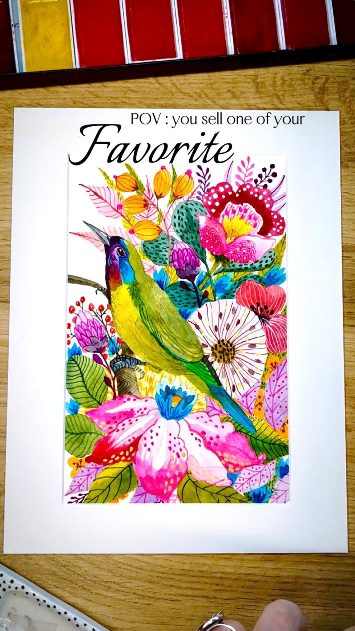 🇬🇧 POV: you sell one of your favorites.
This Verdin of Sumatra is not just an artwork — it’s one of the very first watercolors where everything quietly aligned.
The moment I realized that birds, surrounded by lush and imaginary flowers, were becoming my language. My signature.
The beginning of a long, instinctive series that shaped everything I paint today.
Letting this piece travel to a private collector in England feels emotional.
Some artworks are milestones.
They hold the memory of who we were when we painted them. This one reminds me that trusting intuition is often the most powerful creative decision.
Some more Original artworks are available on my website — link in bio.
⸻
🇫🇷 POV : vous vendez l’une de vos œuvres préférées.
Ce Verdin de Sumatra n’est pas qu’une aquarelle.
C’est l’une des toutes premières où tout a pris sens. Le moment précis où j’ai compris que les oiseaux, entourés de fleurs luxuriantes et imaginaires, allaient devenir mon langage. Mon identité.
Le point de départ d’une longue série qui définit encore mon travail aujourd’hui.
La savoir entre les mains d’un collectionneur en Angleterre est profondément émouvant.
Certaines œuvres sont des jalons. Elles portent la mémoire de l’artiste que nous étions à cet instant précis. Celle-ci me rappelle que suivre son intuition est souvent le geste créatif le plus juste.
D’autres œuvres originales vous attendent sur mon site internet — lien en bio.
Watercolor on Paper @archespapers 300g rough.
Watercolors tubes by @winsorandnewton
#WatercolorArt #ArtCollector #FineArt