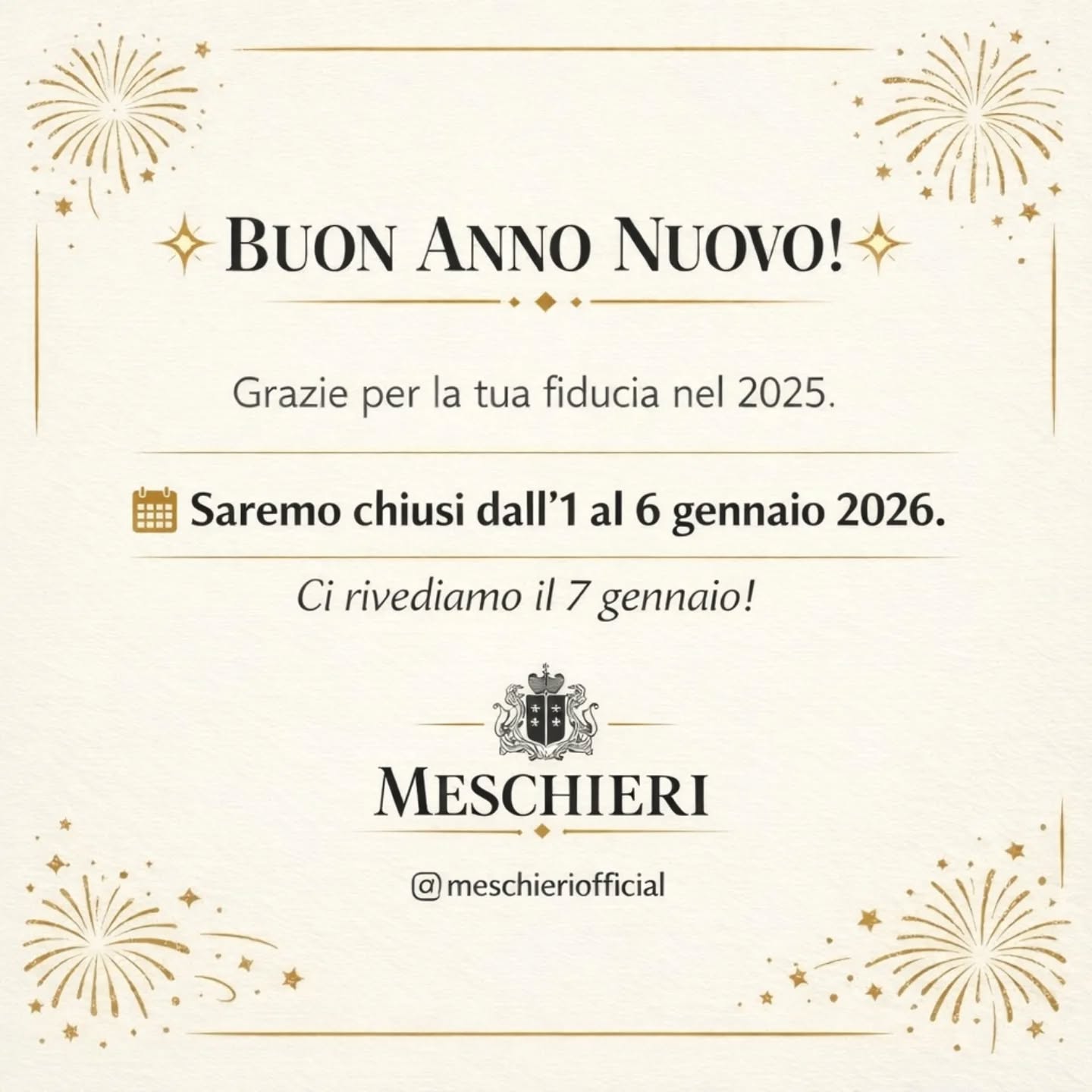 Chiusi dal 1 al 6 gennaio 2026!