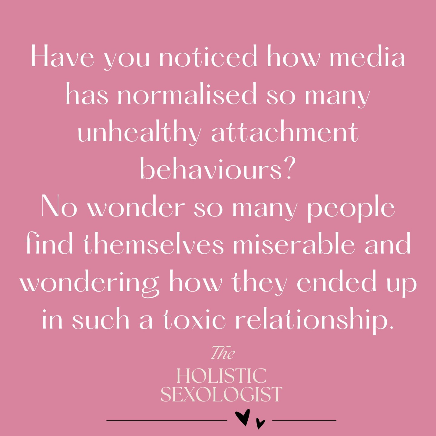 From the rom-coms that preach lines such as "I need you to complete me", to the degradation and sexualisation of women so prevalent in songs- who remembers "Blurred Lines" which was a global hit blatantly promoting r*pe culture?
So much of what we see and hear (either consensually or not) has an undertone of romanticising unhealthy attachment- whether it be codependency or straight up abuse.
All of which creates subtle programming within our concepts about love, relationship and s*x.
See what you notice next time you watch a movie, TV show, advert or listen to a song on the radio.
Once you see it you can't unsee it!
#consciousrelating #healthyrelationships #healthyrelationship #healthyattachment #metoo #metoomovement