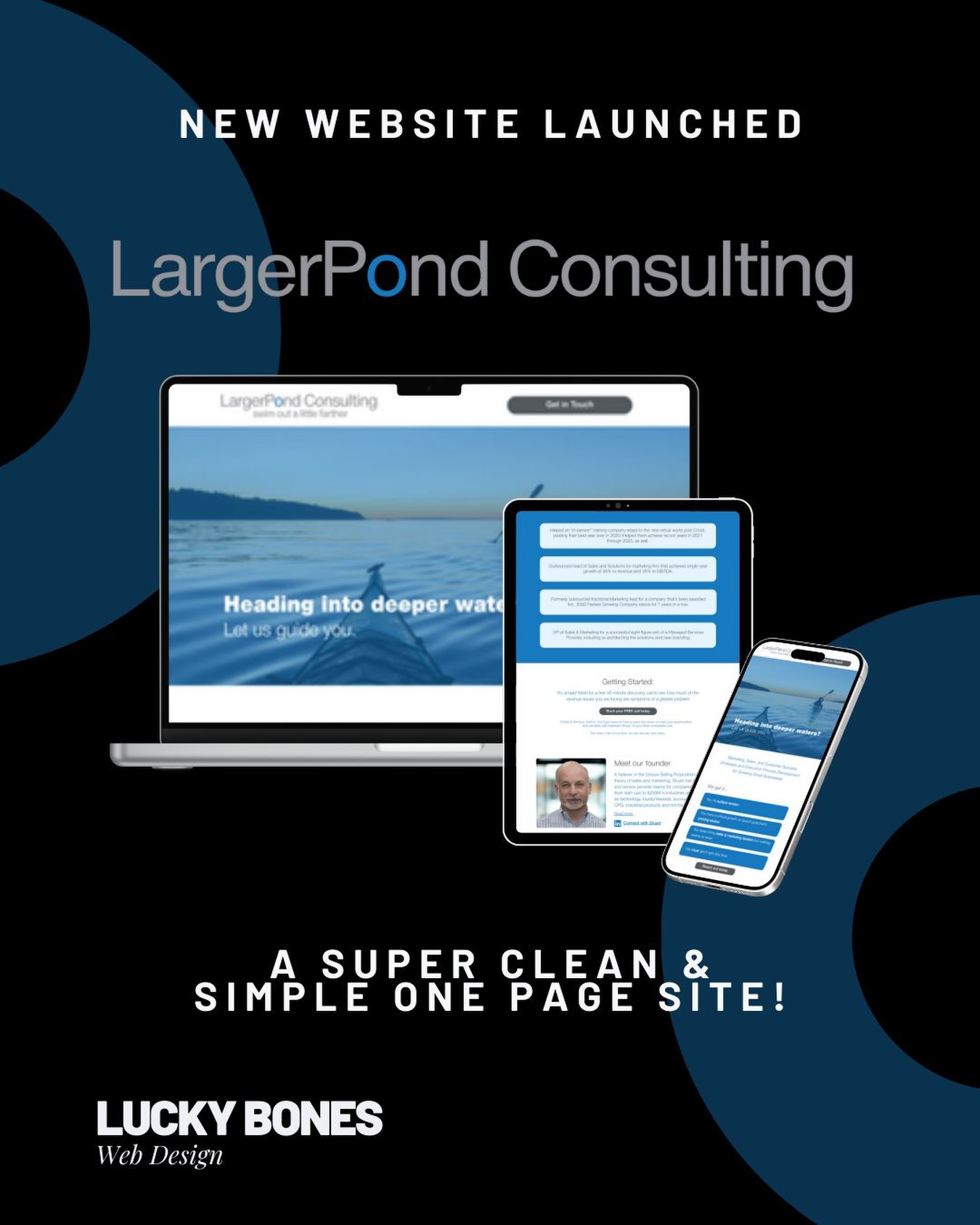 Honoured to announce the official launch of LargerPond Consulting with Stuart Baum - and the go-live of a super simple, clean one-pager website.
This isn’t a complex corporate maze. The new site is intentionally minimal, mobile-optimised, and UX-led so visitors can understand the core offer in seconds and move straight to an enquiry.
Huge congratulations to Stuart, he is officially ready to scale in 2026!
If your website is next on your growth list, my inbox is open.
👉 https://www.largerpond.com/
#largerpondconsulting #websiteLaunch #marketingAndSales #customerSuccess