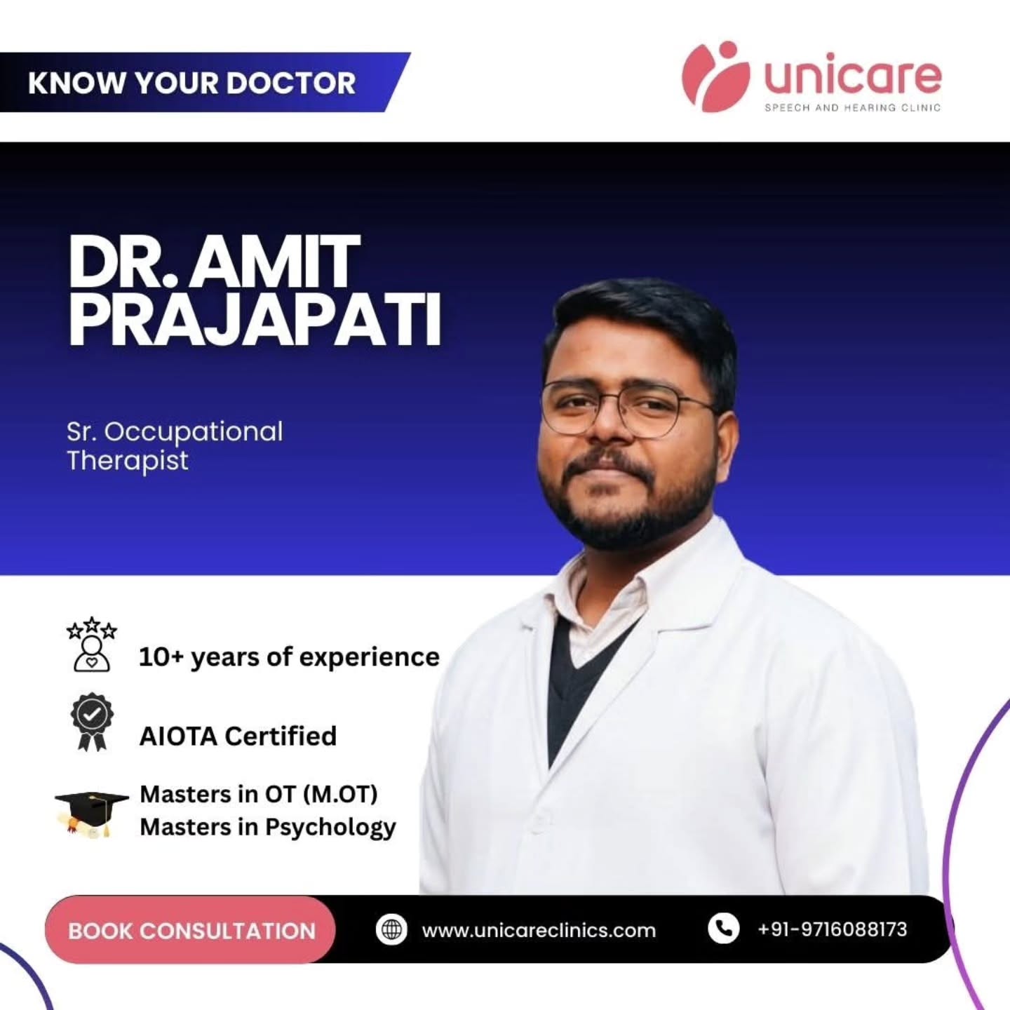 https://wix.to/SU0EAGq
🌟 Meet the Experts Behind Unicare Speech & Hearing Clinic 🌟
At Unicare, compassionate care begins with a dedicated team of specialists. We’re proud to introduce the pillars of our clinic who bring expertise, empathy, and excellence to every patient interaction:
👩⚕️ Ms. Niyati Chopra
Masters in Audiology & Speech-Language Pathology
15+ years of experience
Certified by RCI
Passionate about empowering individuals with clearer communication and better hearing
👨⚕️ Mr. Lovedeep Kholia
Masters in Audiology
15+ years of experience
Certified by RCI
Known for his precision in diagnostics and patient-centered approach
👨⚕️ Mr. Amit Prajapati
M.OT, M.Sc (Psychology)
10+ years of experience
Certified by AIOTA
Dedicated to holistic therapy, blending occupational expertise with psychological insight
✨ The excellence in Speech Therapy, Audiology, and Occupational Therapy comes from a team of experts. Don’t settle for less when it comes to your child’s care—consult the pioneers in the field.
📍 Visit us at Unicare Speech & Hearing Clinic, Vikaspuri, West Delhi, and experience the difference of a team that truly listens.
#UnicareClinic #SpeechAndHearing #ExpertCare #Audiology #OccupationalTherapy