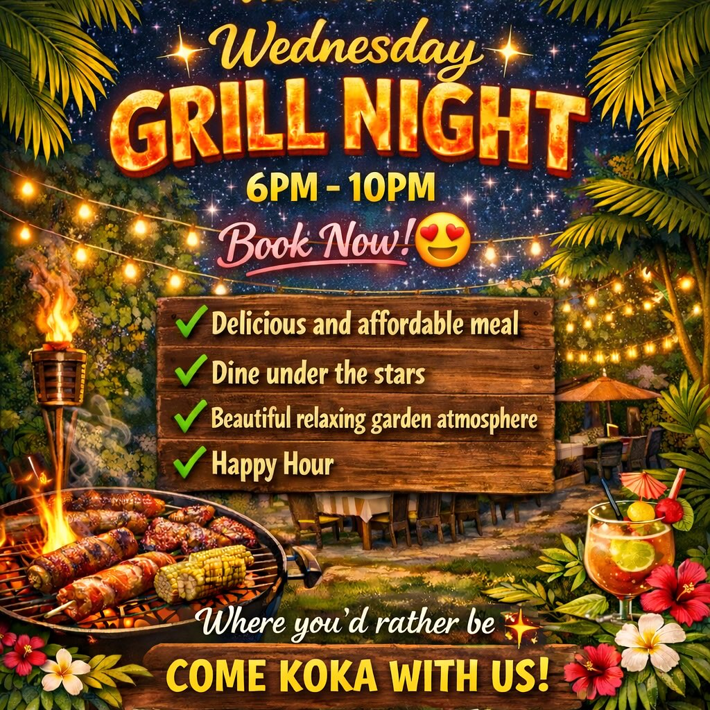 Wednesday nights are made for the grill 🔥✨
From delicious and affordable meals to Happy Hour favourites- this is where you’d rather be.
COME KOKA WITH US! ✨
⏰ 6PM – 10PM
📍 Every Wednesday