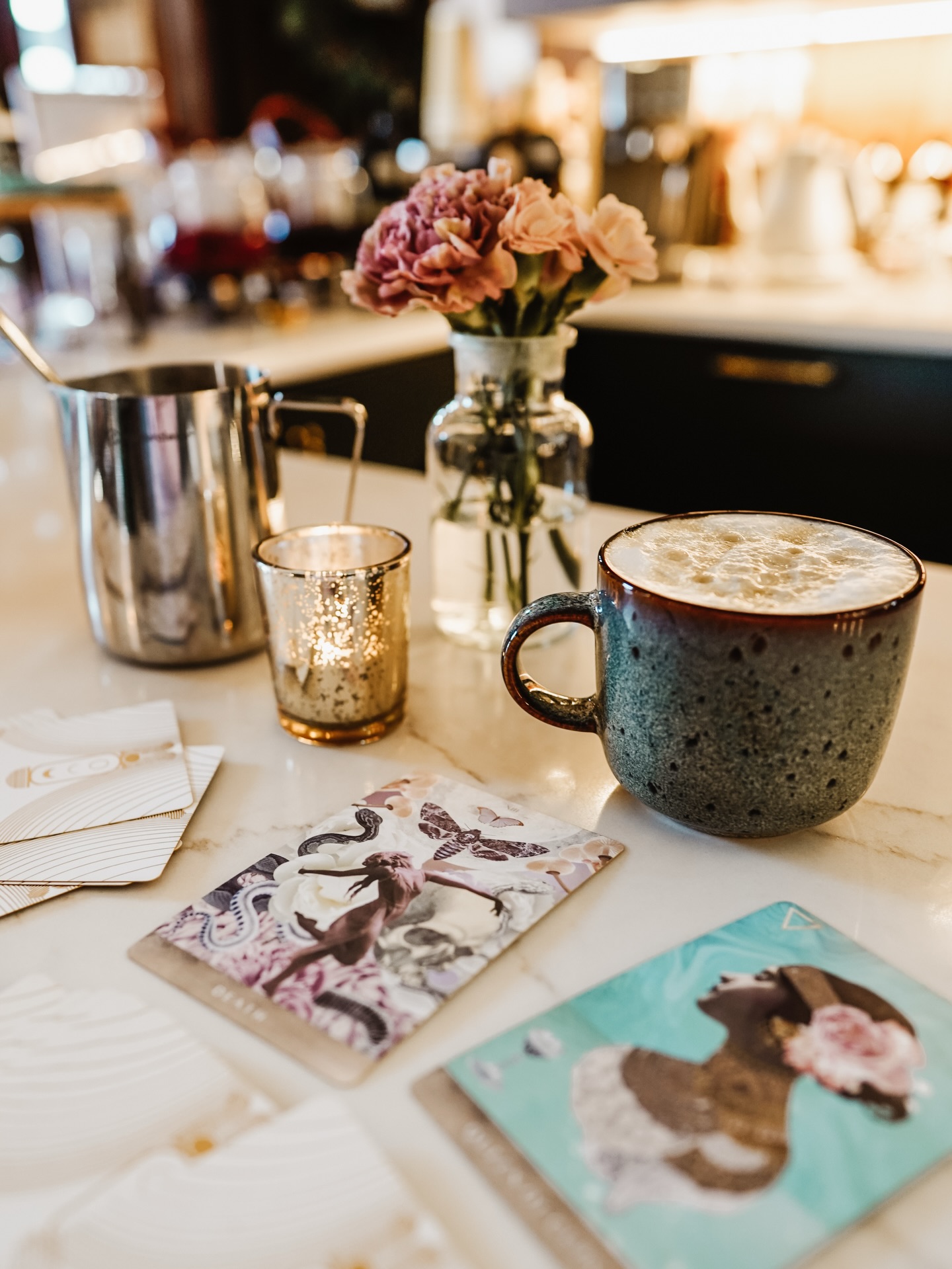 ✨🫖 Serving Tea at the Tea Bar ☕️✨
When it’s time to gather, we witches know one of the most sacred places to muster is the kitchen. It’s where cabinets brim with herbs and spices, cauldrons are ready for crafting, and laughter rises when lightning strikes. For us at the shop, our enchantments lives at the Tea Bar, fully stocked to pour a little magick into your day.
🌤️ Our seasonal lattes are lovingly crafted by our witches, brewed with intention to carry you gently from morning rituals to afternoon manifestations. Our tea bar also features teas of the day, selected for you to enjoy in-house or to carry with you to realms beyond.
Once the tea is poured, we invite you to get cozy in our Tea Room. Bullet journal by the window, catch up on a good book, or draw a card to see what wisdom the day has waiting for you. The kettle is on, the cups are warm, and the space is yours to simply be. ✨
#TeaAndTarot #ClintonCT #Connecticut #TeaBar #TeaRoom