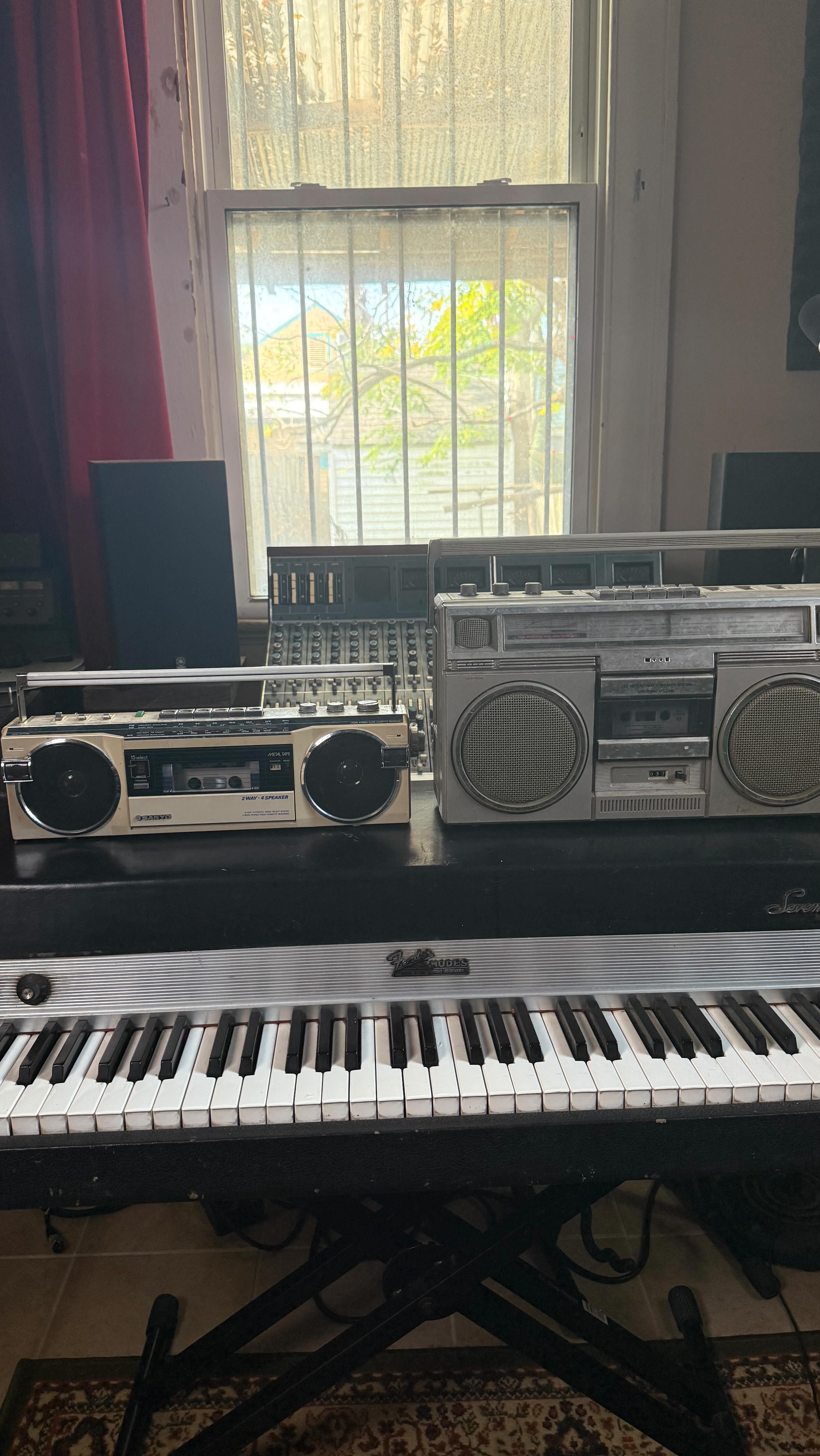 My very first multitracking experiments as a kid… before I aquired a 4-track and long before DAWs it was two boom boxes. I’d record on one, then play it back recording on a second boombox while playing along. Then repeat until the sound got too shitty.
#boombox