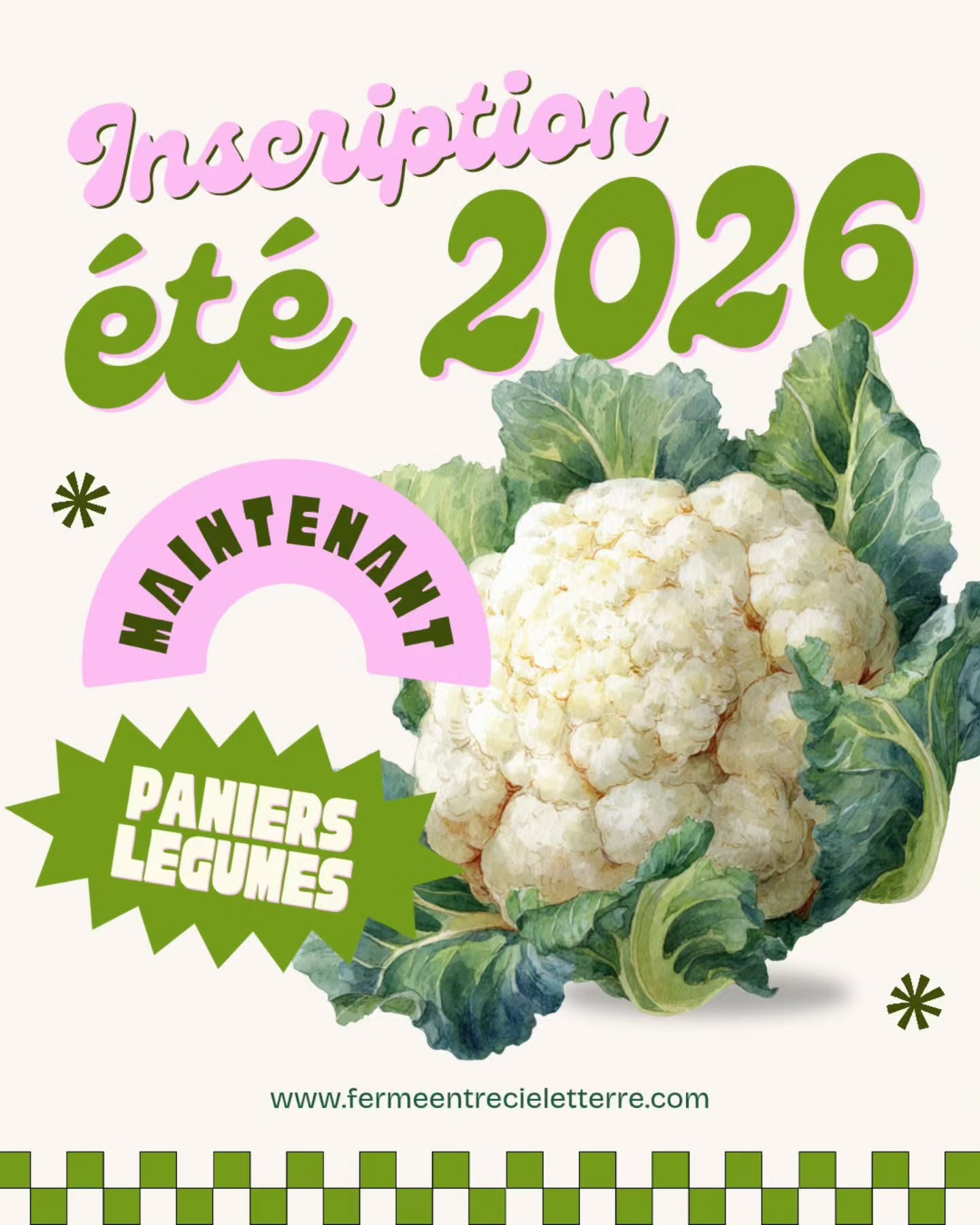 Ouiiiiii 🎉 Que vous ayez pris de nouvelles résolutions ou non, manger des légumes c'est TELLEMENT bon et primordial pour une saine alimentation.
✅️Payez jusqu'en 5 versements
✅️Choisissez entre 3 formats de paniers et
✅️Différents lieux de distribution (même à la maison)
Allez sur www.fermeentrecieletterre.com ou sur Instagram dans notre bio pour le lien!
On se voit cet été 🌞