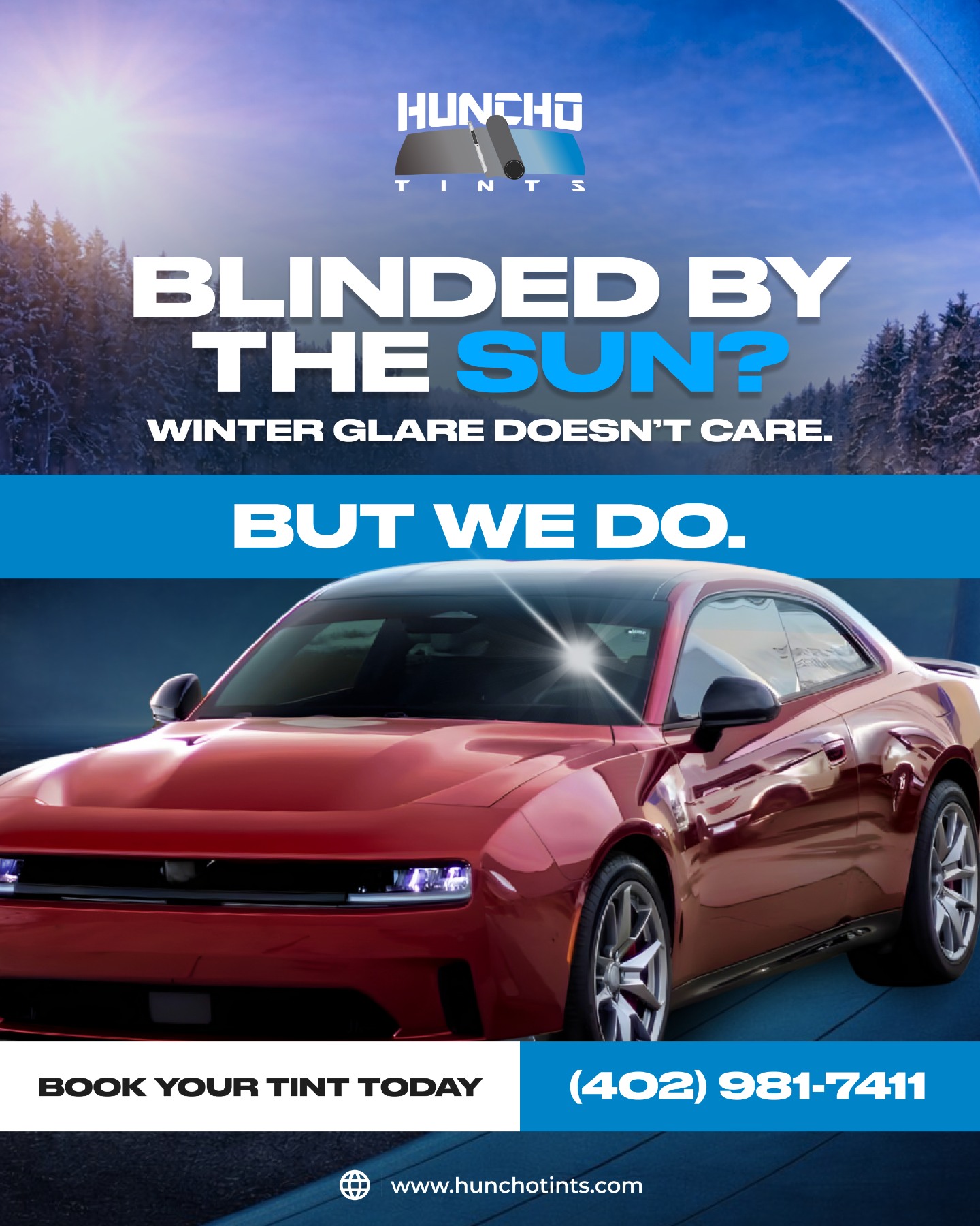 That winter sun hits low — and it hits hard. If your 4:30 PM drive feels blinding, it’s not your imagination.
Professional window tint reduces harsh glare, improves visibility, and keeps you focused on the road. Less squinting. More control. A cooler, more comfortable drive — even in winter.
Winter glare doesn’t care. But we do.
👉 Beat the winter glare. Upgrade your drive.
📞 Call (402) 981-7411
🌐 Book now at www.hunchotints.com
#HunchoTints #WindowTint #BeatTheGlare #DriveComfort #AutoTint