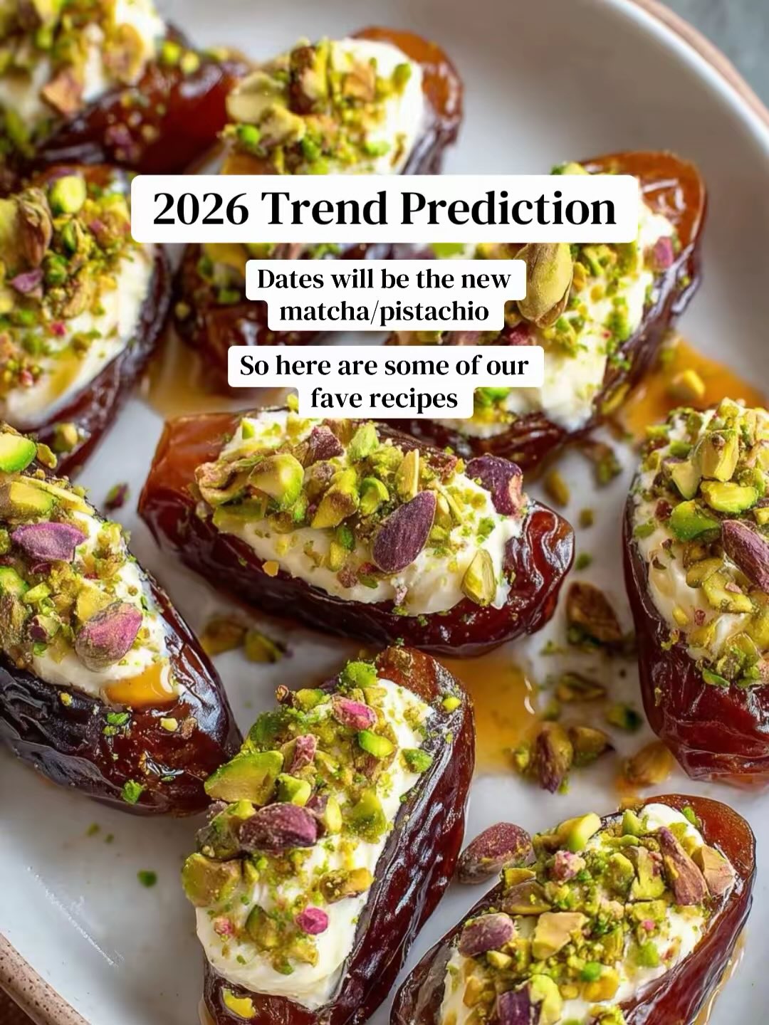 2026 Trend Prediction - Dates
We’ve had quite a year filled with matcha and pistachio everything.
Now, it’s time for dates! These little gems are not only healthy but also sweet, chewy, and super filling. They pair well with just about anything.
We’ve already seen a surge in date recipes popping up, and soon our favorite artisan bakeries and cafés will be serving up delights like date-protein brownies and date smoothies. Can’t wait to try all the new creations!
#2026trends #daterecipes #fyp #foodtrends #foodblog