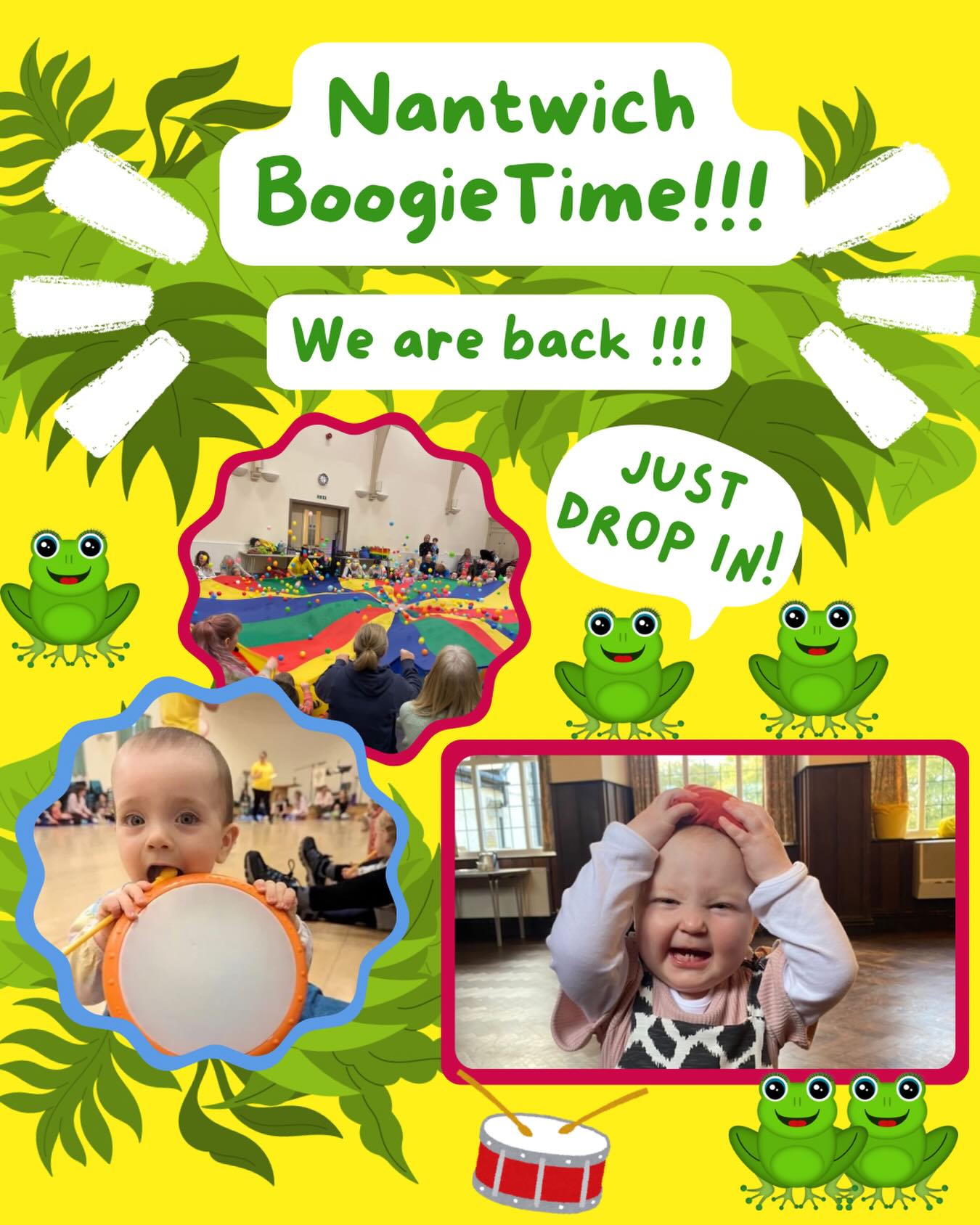 We return to Nantwich tomorrow (Wednesday 7th January) and we can’t wait to be back!
If you’ve never been before we run two sessions and they are both drop in. Each sessions lasts around 50 minutes.
9.40am to 10.40am Toddlers from confident walking to school age
11am to 12 noon babies to walking. We don’t put an age on our baby class as we offer a sleeping guarantee. If your baby sleeps for more than half the session (25 mins) we give you a voucher to come back for free.
Cost is £7.50 for first child and additional siblings over 12 months just £1 extra
Looking forward to seeing you all again
Love Hannah, Charlotte, Paula & Lucinda xx
#nantwich #nantwichlife #nantwichmums