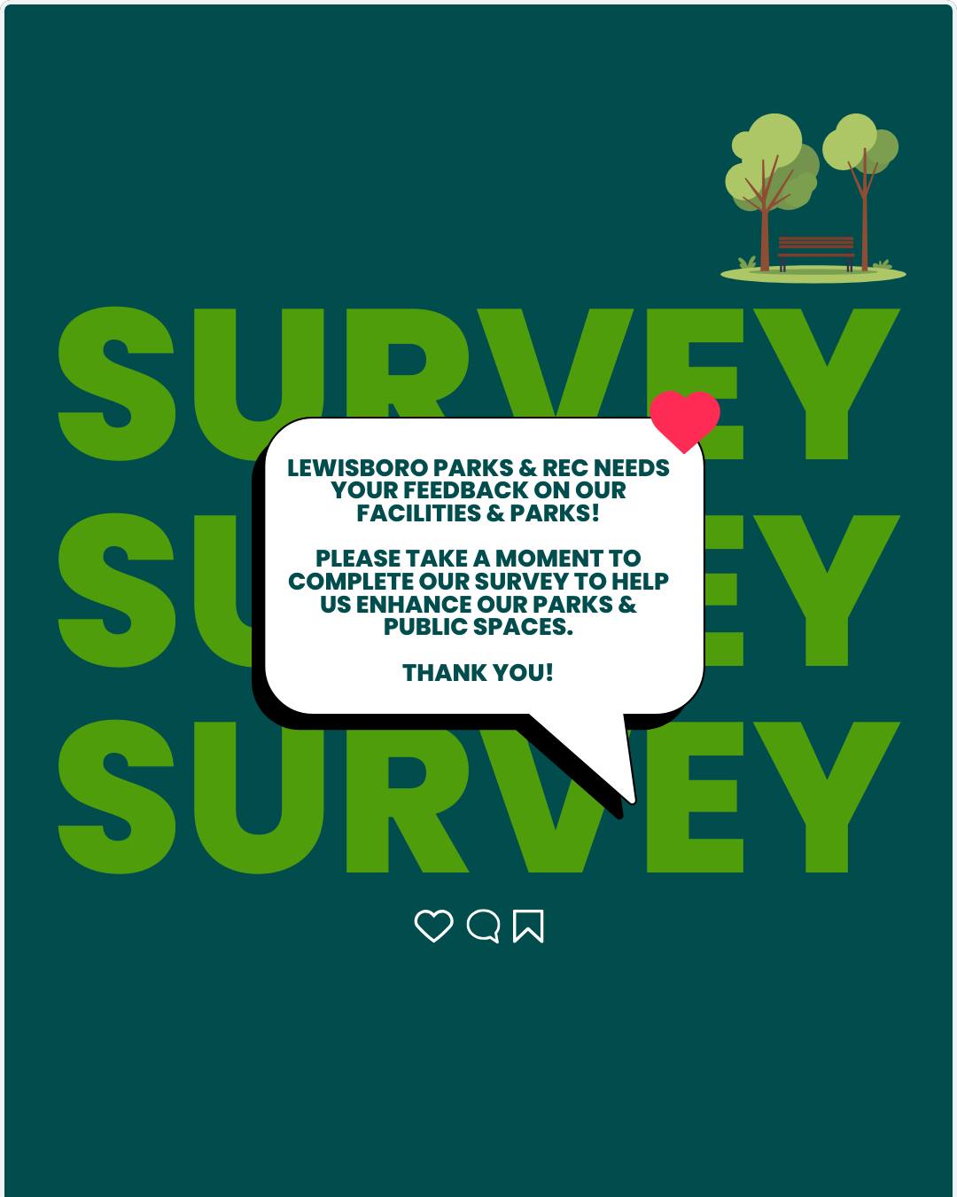 ๐ณ Help Us Improve Lewisboro Parks & Facilities! ๐ณ The Town of Lewisboro Recreation Department is seeking your feedback to help us enhance our parks and public spaces. We want to know what you love, what could be improved, and what new features or amenities youโd like to see in the future. Your input will directly inform our planning and improvement efforts, ensuring our parks and facilities best serve the needs of our community. Please take a few minutes to complete our feedback form: https://forms.gle/azcVwVFwFVMe1M9TA Thank you for your time!