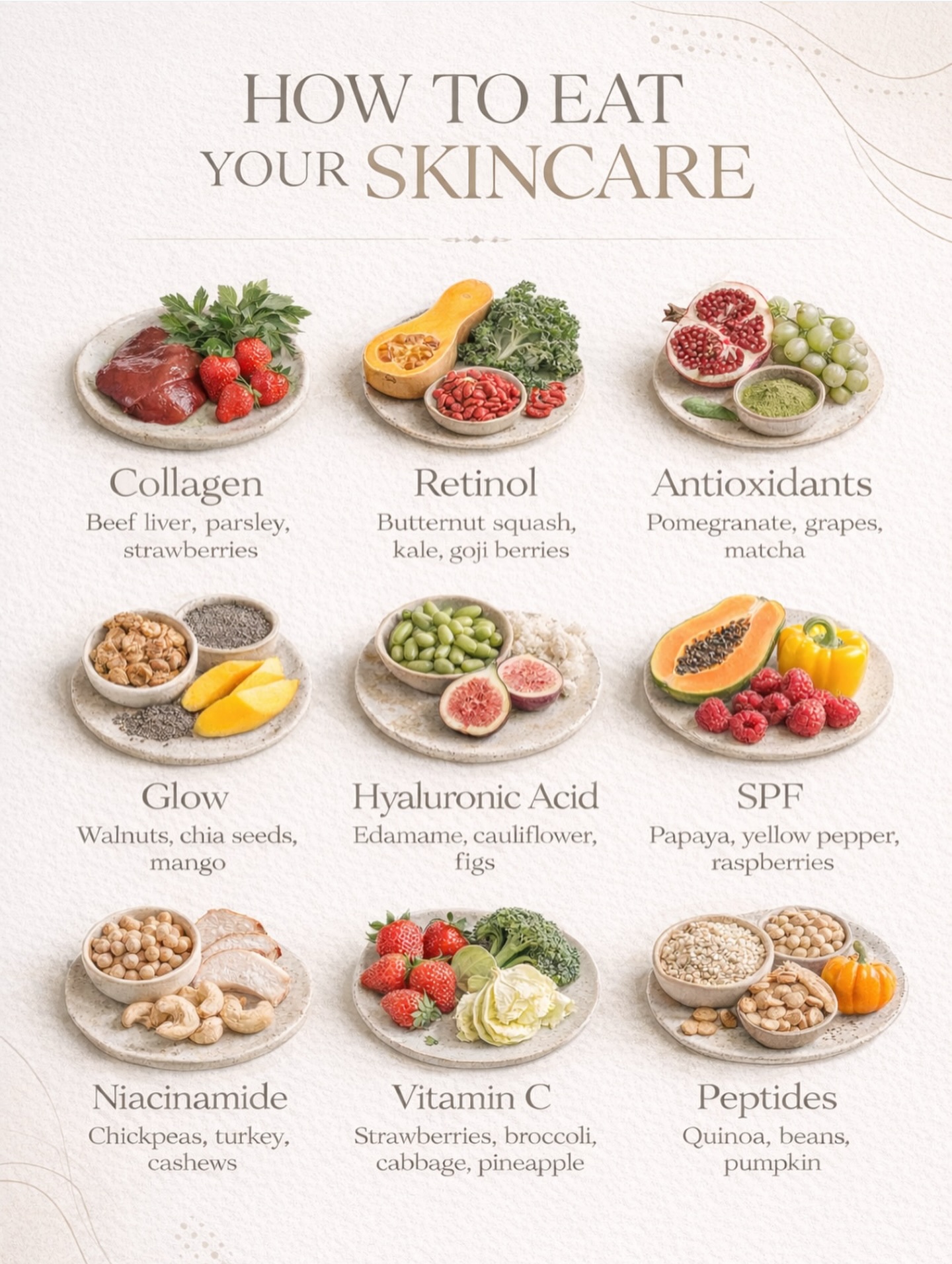 Less filter, more nutrients, eat your skincare.
Glowing skin starts from within. What you nourish your body with reflects directly on your skin. Real foods, rich in vitamins, antioxidants, healthy fats, and minerals, do what no filter ever can: support collagen, repair cells, and create a natural, lasting glow.
Skincare isn’t only what you apply, it’s what you eat, drink, and choose every day.#EatYourSkincare #SkinFromWithin #GlowNaturally #NourishToFlourish #HealthySkinJourney #RealSkinRealResults #BeautyFromInside #HolisticSkincare #SkinNutrition #WellnessLifestyle