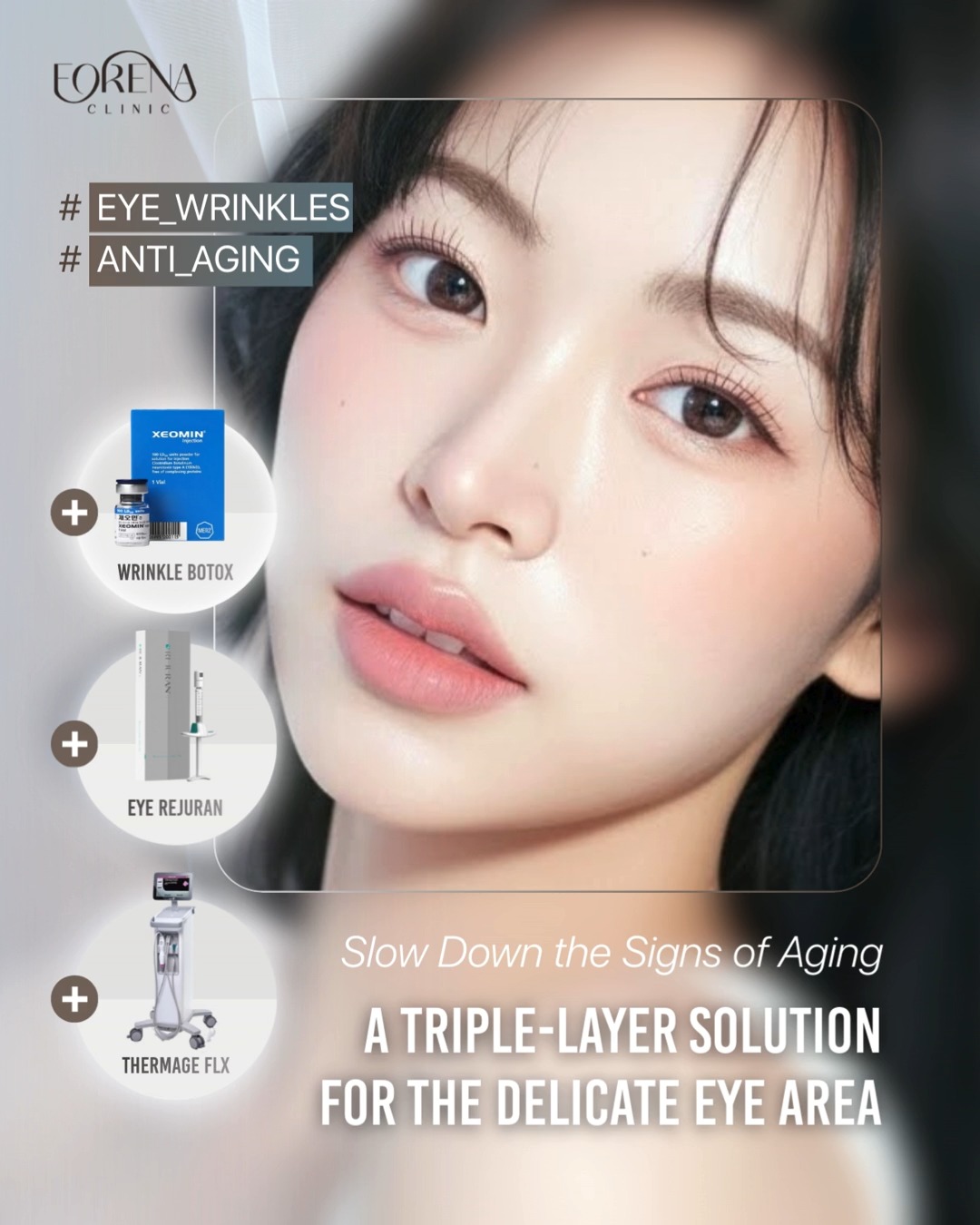 The skin around our eyes is the thinnest on the body, which means it ages in three different ways at once: Muscle movement, Skin thinning, and Sagging.
That’s why a single treatment often isn't enough.
1️⃣ Relax (Botox): Softens the harsh "crow's feet" caused by smiling and squinting.
2️⃣ Repair (Rejuran i): Heals thin, crepey skin and smooths fine lines from within.
3️⃣ Tighten (Thermage FLX): Lifts heavy hoods and tightens loose skin for a wider gaze.
We customize the perfect mix for your unique eye shape and concerns.
Which one is your biggest concern?
A. Deep wrinkles when smiling
B. Dry, crepey skin & dark circles
C. Heavy, drooping eyelids
Drop a letter below or DM us "EYES" for a consultation! 💌
#AntiAging #Botox #Rejuran #ThermageFLX #EyeRejuvenation #ForenaClinic #KBeauty #Dermatology
Forena Clinic – Foreigner-Friendly Skin & Aesthetic Clinic in Seoul
📍 Address
7th Floor, 140 Yanghwa-ro, Mapo-gu, Seoul, South Korea
(5-minute walk from Hongdae Station Exit 9)
🌐 Website
www.forenaclinic.com
📱 Social Media
• Facebook: @forenaclinic
• TikTok: @forenaclinic
• Instagram: @forenaclinic
• Youtube: @forenaclinic