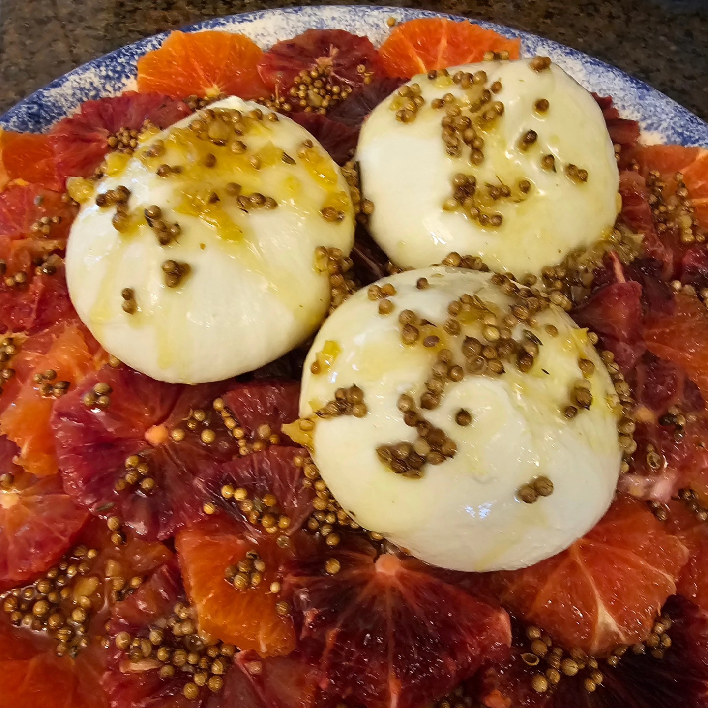 Buratta Salad with Blood Oranges and Coriander-Lavender Oil