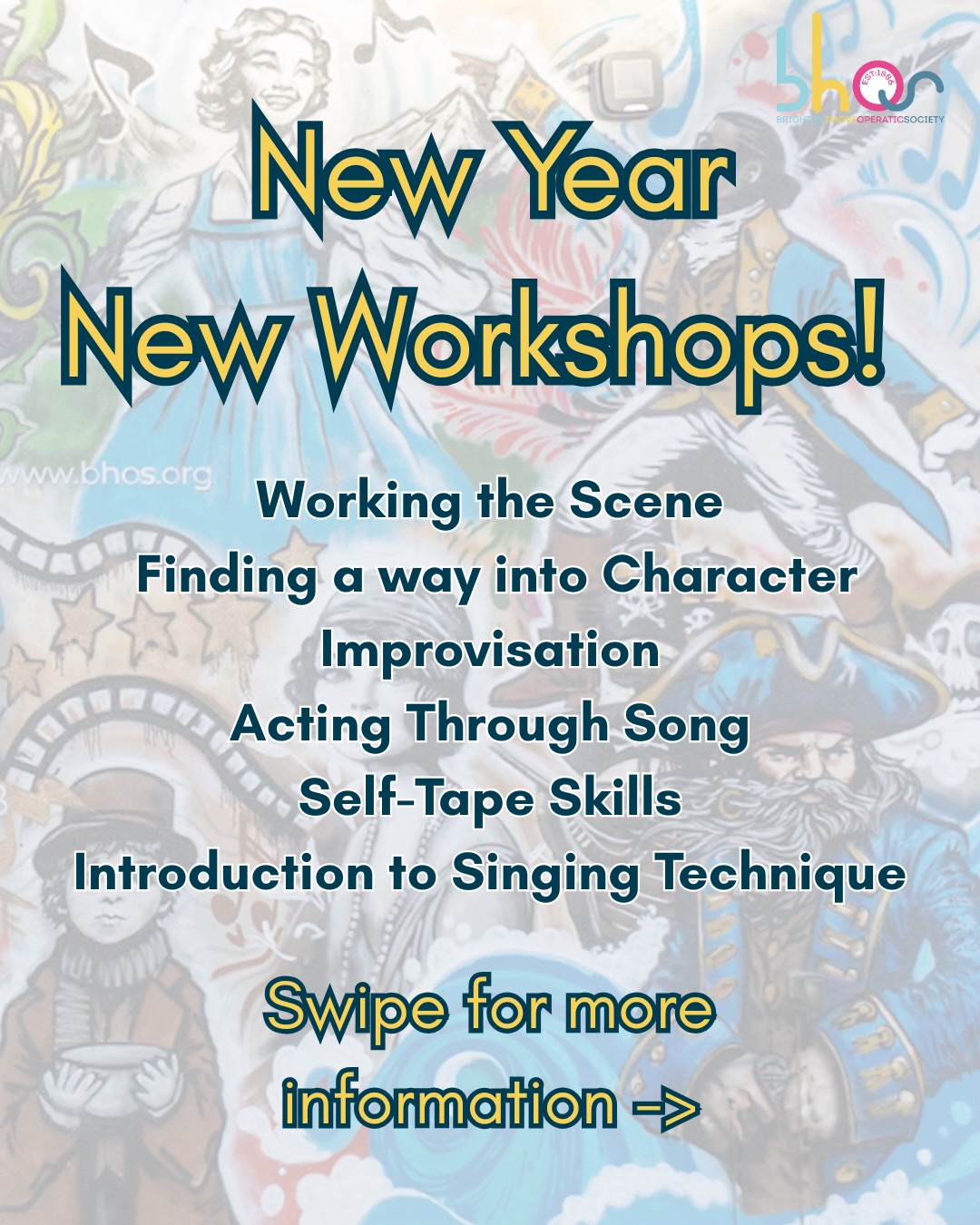 Happy New Year from all of us at BHOS! We’re excited to announce some fantastic new workshops to get you feeling inspired this coming year. These workshops are a series of practical sessions focusing on different aspects of performance and theatre craft. Each workshop is led by a highly experienced theatre practitioner, in a supportive and collaborative environment.
These workshops are suitable for actors with experience, as well as those looking to deepen their understanding of performance and expand their skill set.
Contact claire.lewis@sky.com to book a place or for more information
#bhos #bhoscommunityartshub