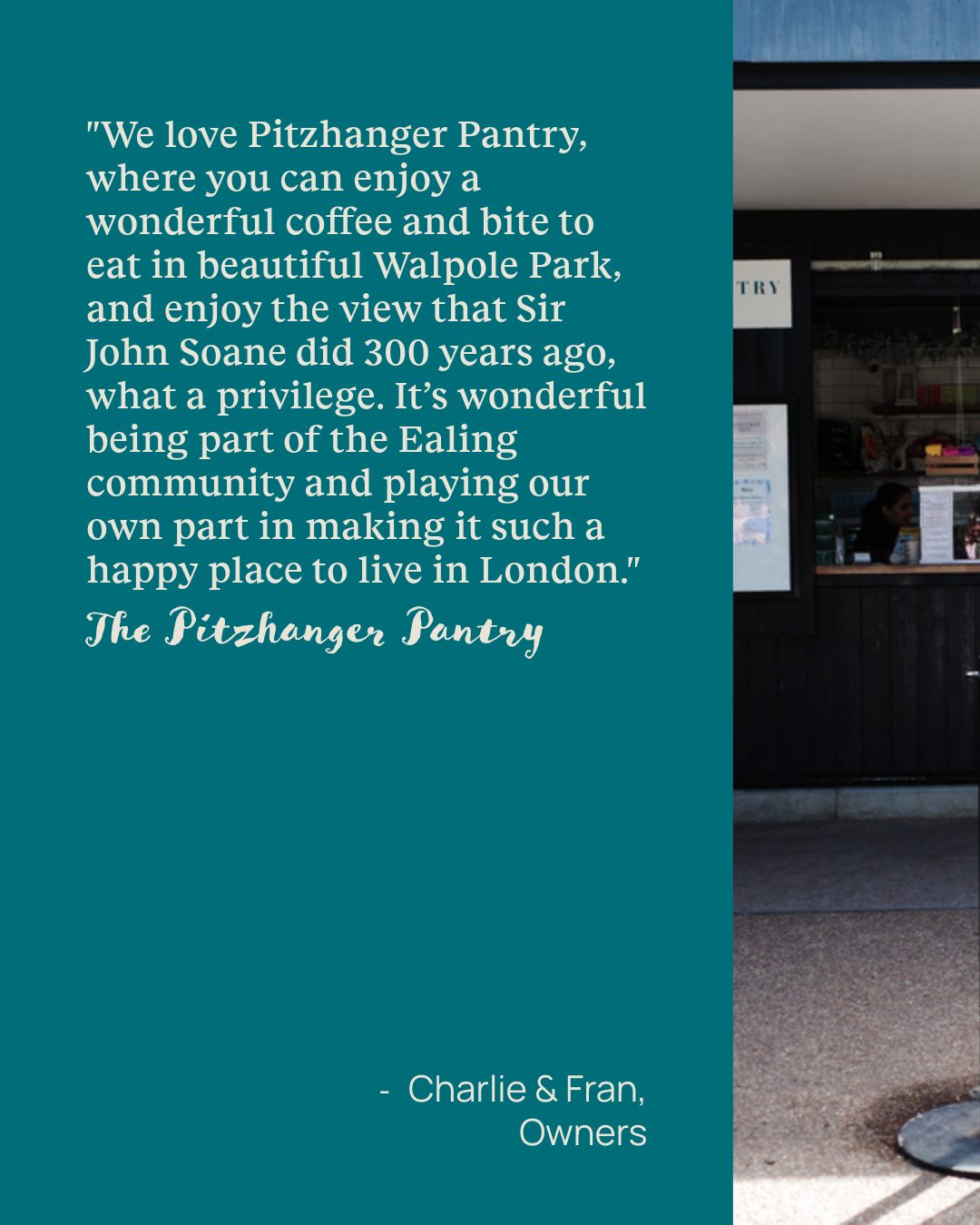 Charlie and Fran are the heart of Roots & Berries, and truly, they are what make the café so special. However, here is what THEY love about The Pitzhanger Pantry!