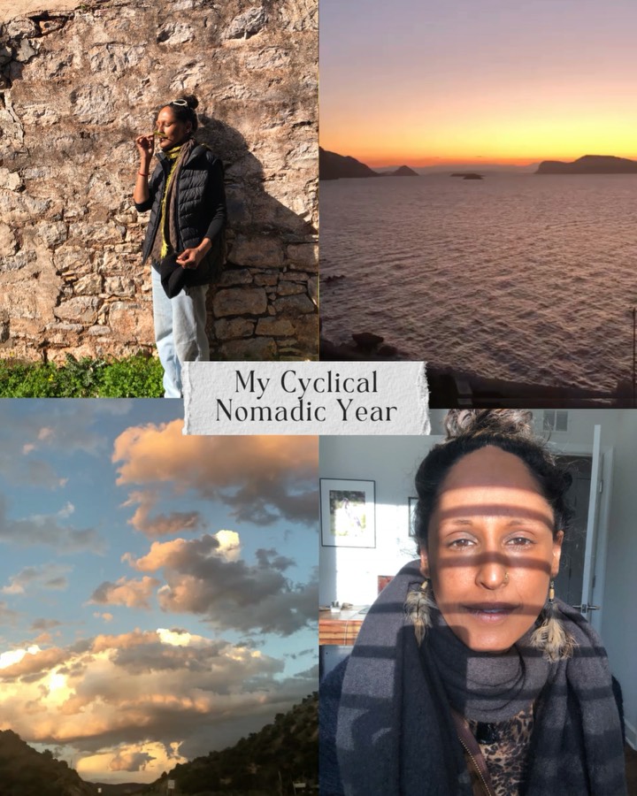 Here I am
7 days before my soaring to the other part of the world
From West to East
From the Snow to the Sun
In a realm where the day sets almost at the same time every single day of the year.
Soon I will leave the cyclical outer reality,
honored by the 4 seasons
I rediscovered and savored during this nomad year.
For 7 years, I lived in a solar reality
Where my being attuned to the pulse of the inherent rhythms of Life
in the subtle realms of prayers and devotion to the Goddesses and Gods
dancing the Cosmic Creation.
In the Indian solar reality
The cyclical tempo is remembered
in the hum vibrating the sacred practice of meditation
Ushering the mind to the utter frequency of Being
Meandering in the dark velvet waters of dreams
breathing the collective psyche’s eternal rhythm..
During my Western nomadic year
My being has been raptured by each season,
from the snowy winter in the Enchanted Land of New Mexico,
the rainy and windy waves embracing the island of Hydra
the first sun rays piercing the heart of the joyful and dancing red poppies,
the warm and tender whispers of the spirits in the Connecticut forests,
the late summer heavens of Taos,
to be ravished by the Southern France valleys
Celebrated by innumerable majestic trees
Adorned by sequin robes glittering the exquisite marriage
of the earth full body burgundy and solar golden yellow
As a last offering to the waning light.
I listen to the winter night.
The moon howls
Enlightening the liminal mist of the Forest
Revealing the shadows of the naked trees
Whose full spectrum robes have been offered to the Earth,
As their last reverence to the the primordial song of Creation.
Bowing with the trees,
I see a Maze of mirrors reflecting infinity of stars
Piercing the veil of the Northern Goddess, Callearch
For a timeless moment of rest and death
To hear the frequency of the Fertile Dark
Birthing the Virgin Pregnant with all the cosmic possibilities
Listen …
Can you hear the longings of the Source in your Soul?
#consciousnessshift #femininewisdom #wombwisdom #sacredfeminine #darkfeminine