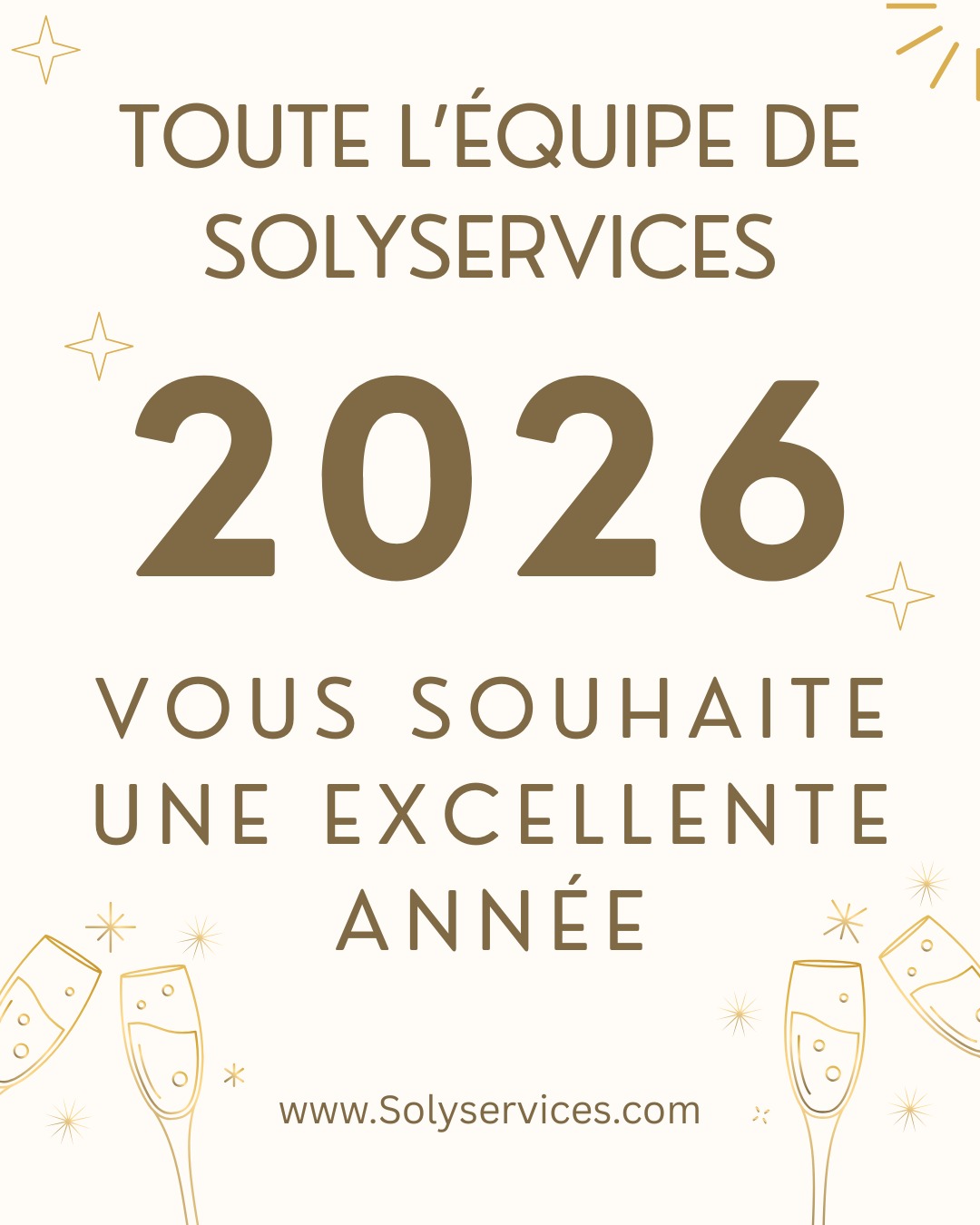 ✨ Bonne année 2026 ! ✨
Toute l’équipe Solyservices vous souhaite une année 2026 remplie de réussite, de sérénité et de nouveaux projets accomplis.
Merci pour votre confiance 💛
À très vite pour continuer à avancer ensemble 🚀
#Solyservices #BonneAnnée2026 #MeilleursVœux #NouvelleAnnée #Merci #Confiance