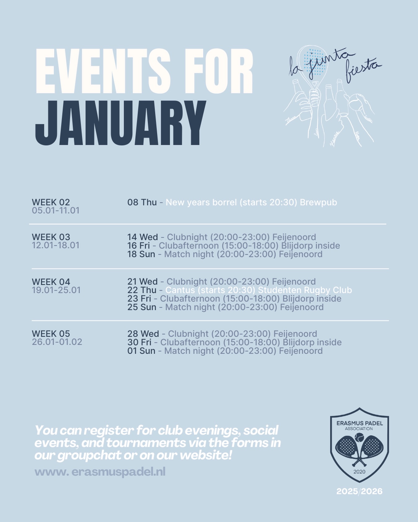 ๐ Schedule for January ๐