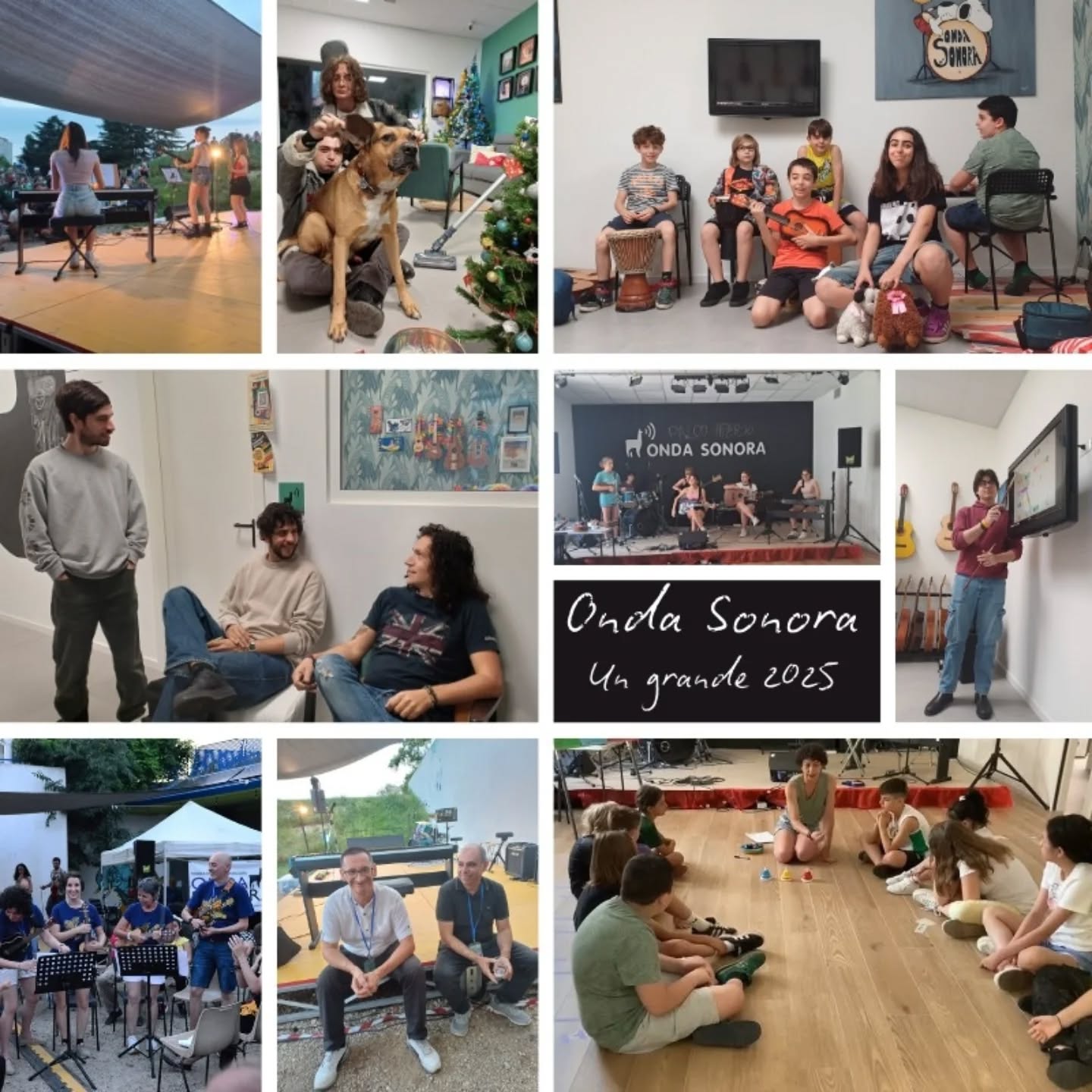 Questo 2025 è stato un anno pienissimo:
L'inaugurazione della nuova sede, 4 SAGGI, 5 PALCHI APERTI;
Abbiamo scritto una CANZONE ORIGINALE con il gruppo Teen e i bimbi sono già alla loro 2' traccia.
Abbiamo fatto un MUSICAL, un' ORCHESTRA DI TUBI SONORI e il primo QUARTETTO DI UKULELISTI.
Sono nate 4 BAND UFFICIALI.
Ma le cose davvero importanti sono quelle che non si vedono al primo sguardo.
I TRAGUARDI PERSONALI di ogni allievo, i PROGETTI in cantiere e LE NUOVE AMICIZIE.
Onda Sonora è un mondo di storie e di musica in continua evoluzione.
E non vediamo l'ora di vivere tutto quello che riusciremo a creare insieme nell'anno che ci aspetta!!
Auguri a tutti!!