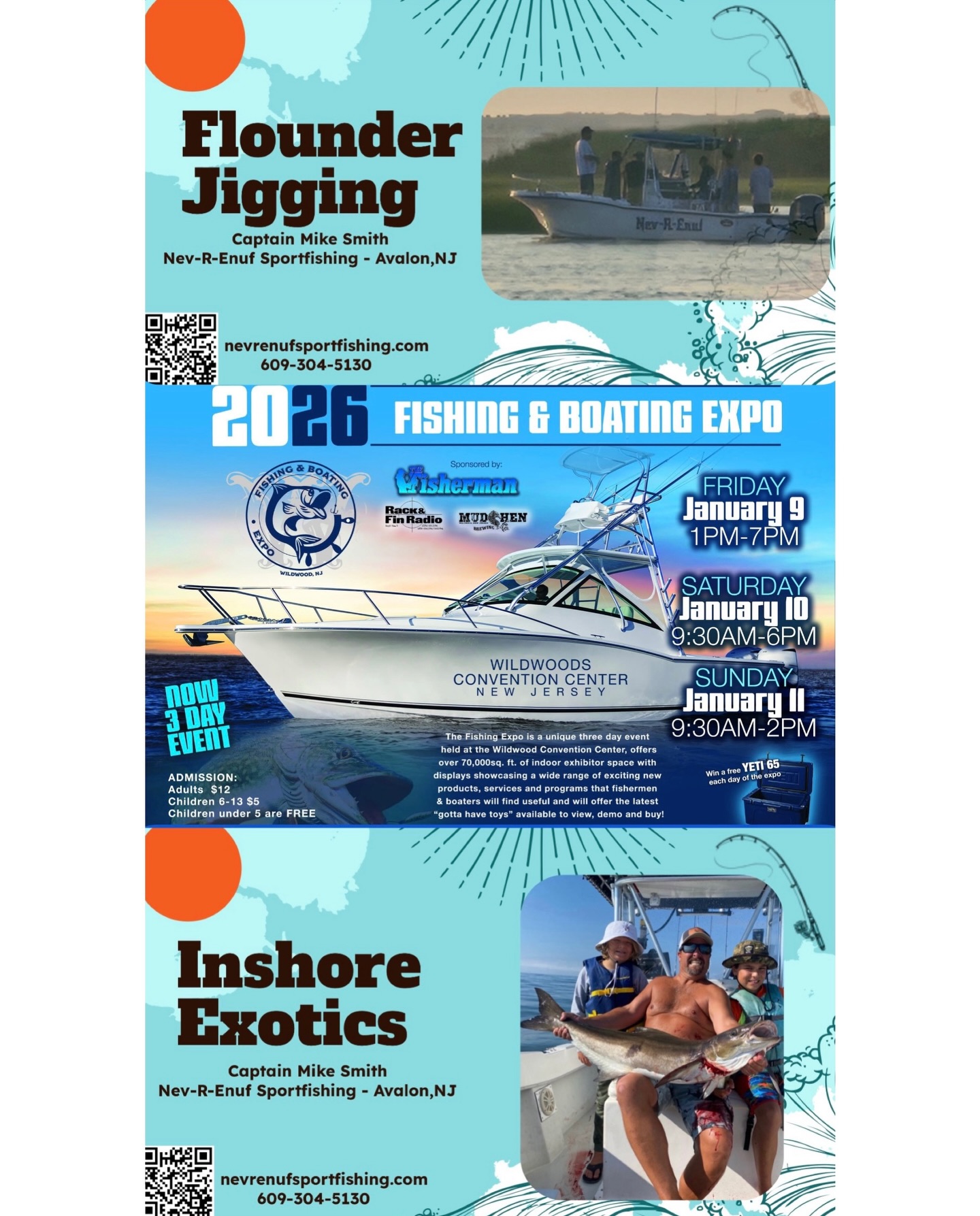 If you’re looking for something to do this weekend, come on down and see me at the Wildwood Fishing and Boating Expo!! 🎣⚓️
Friday 330pm - Flounder Jigging
Saturday 1pm - Flounder Jigging
330pm - Inshore Exotics (Bonita, Spanish, Kings, Mahi, Cobia)
Sunday 11am - Inshore Exotics
12 noon - Flounder Jigging
There may be 2 more inshore exotics added. TBD on them. I will update the post as info is provided on those exact times.
Hope to see everyone there!!