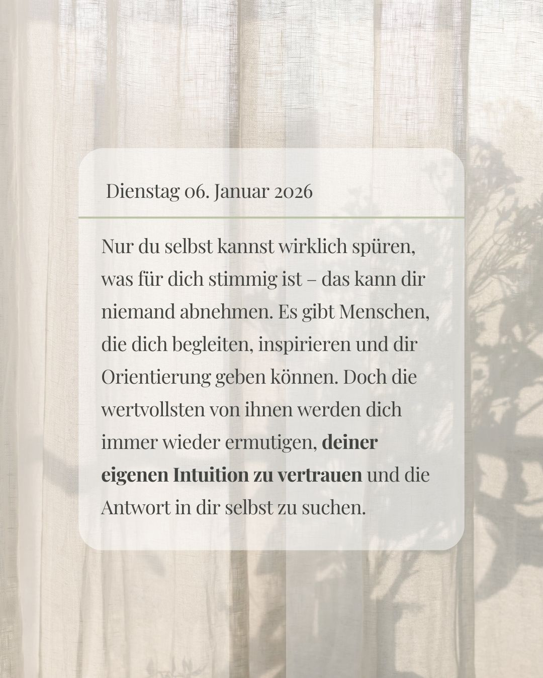 Statt dich an Vorsätzen festzuhalten, die „man“ eben so fasst, halte zwischendurch einfach mal inne und hör auf die leise Stimme in dir. Deine Intuition kennt den Weg – oft früher, als dein Verstand. #intuition #innereStimme #selbstwahrnehmung #achtsamkeit
#bewusstsein #innereKlarheit
#innererKompass