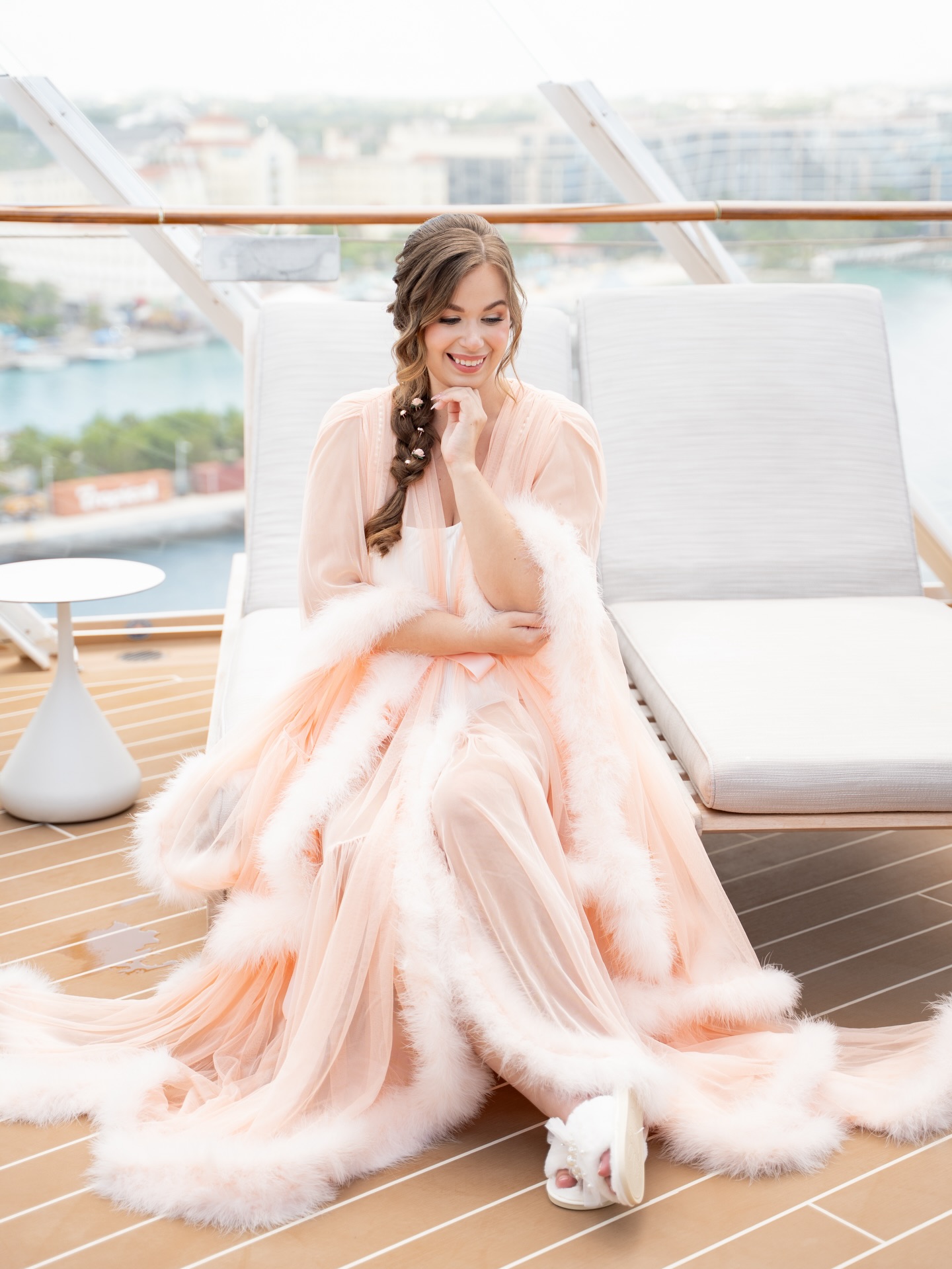 One thing about me is I will always vote YES for more drama. I love when brides are excited about their wedding details and share photos of the things they daydream about! Sometimes the question of “is this extra?” gets asked. My answer? “Yes AND you should do it!” So say yes to the flowy robe, tiara, or massive bouquet because if not now, when?
#disneycruisewedding #disneycruiseweddingphotographer #disneyweddingphotographer #dclwedding #disneywish