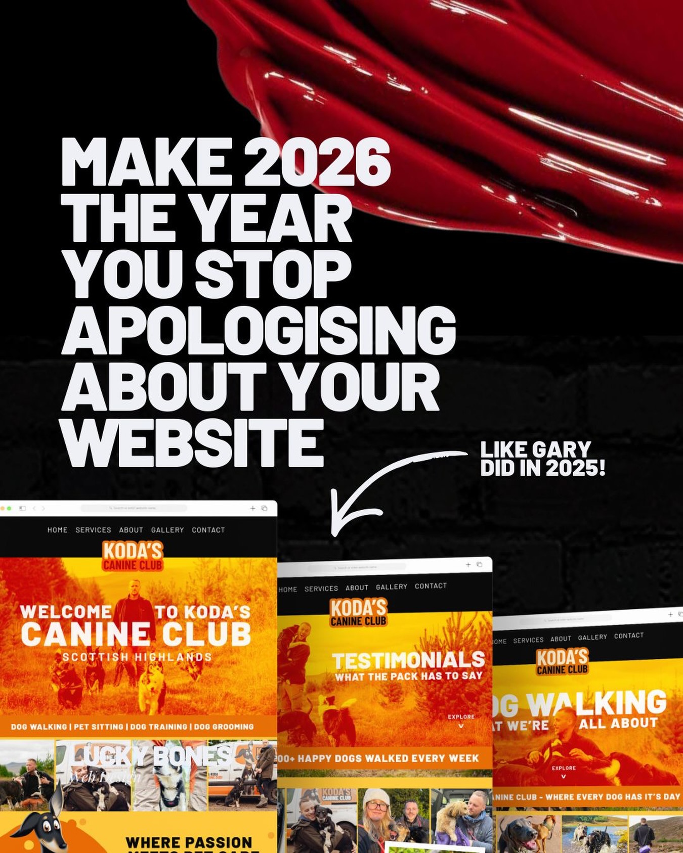One of my favourite transformations.
Gary at @kodascanineclubltd came to me positioned as “just” a dog walker.
In reality?
He was building a serious business with expertise most people in his industry don’t have.
His old website made him shrink.
So we changed that.
The new brand and site gave him the confidence to show up properly, charge properly, and own his space.
That shift?
That’s what a strategic website does.