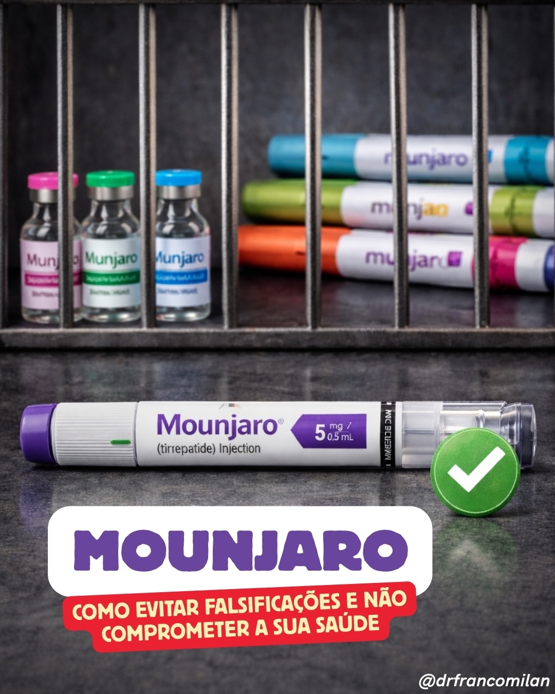 🔴 MOUNJARO: atenção antes de comprar!
O uso da tirzepatida (Mounjaro®) exige prescrição médica e acompanhamento. Com o aumento da procura, também cresceram os produtos falsificados no mercado, vendidos muitas vezes fora de farmácias, pela internet ou redes sociais.
👉 Principais riscos de um produto falsificado:
• ❌ Dose errada ou substância diferente da original
• ❌ Falta de eficácia no tratamento
• ❌ Efeitos colaterais imprevisíveis e graves
• ❌ Risco real à saúde, inclusive internações
✅ Cuidados essenciais:
• Compre somente em farmácias autorizadas
• Desconfie de preços muito abaixo do mercado
• Verifique embalagem, procedência e lote
• Nunca use sem orientação médica
💡 Quando falamos de medicamentos, segurança vem antes de qualquer promessa de resultado.
📌 Em caso de dúvida, converse com seu médico.
#Mounjaro #Tirzepatida #SegurançaDoPaciente #MedicamentoOriginal #SaúdeEmPrimeiroLugar